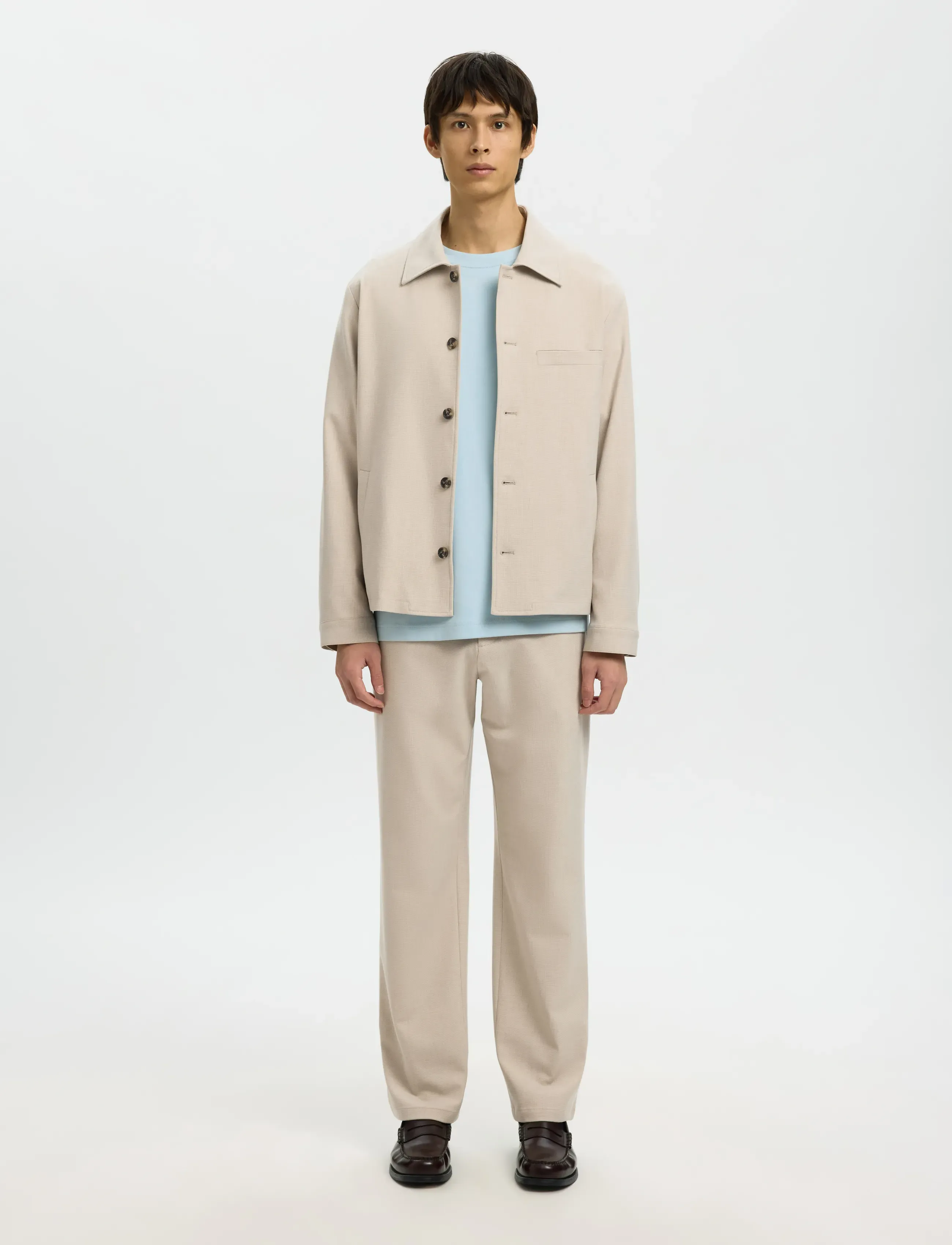 Selected - SLM196-STRAIGHT ROBERT STRING PANT NOOS - casual byxor - egret - 3