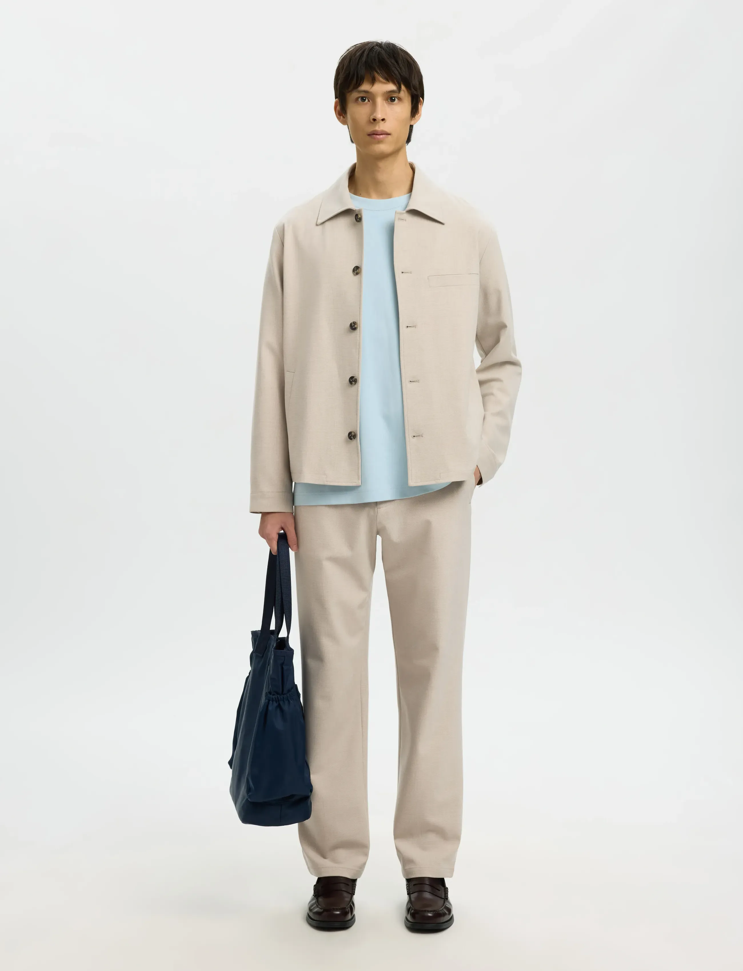 Selected - SLM196-STRAIGHT ROBERT STRING PANT NOOS - casual byxor - egret - 5
