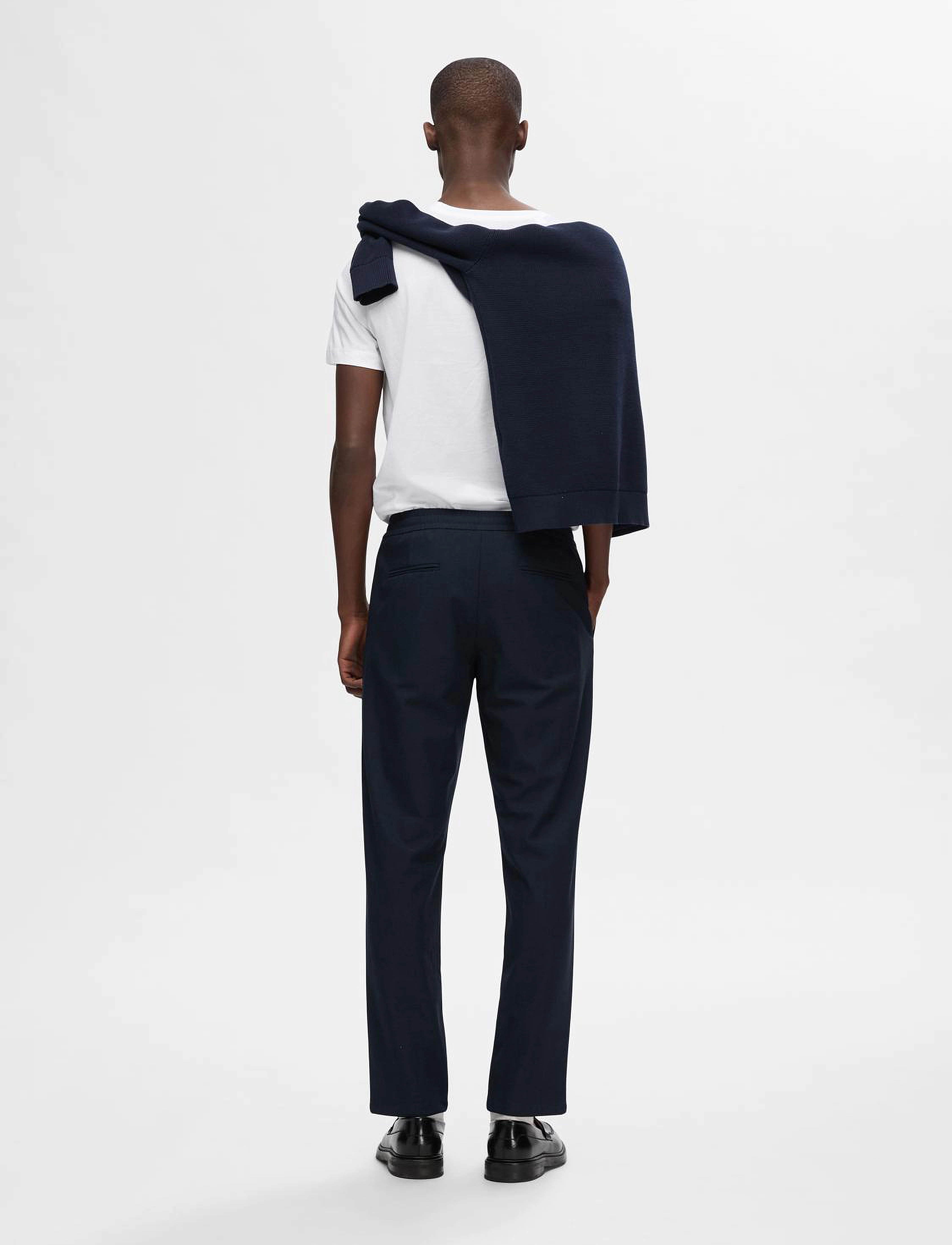 Selected - SLM196-STRAIGHT ROBERT STRING PANT NOOS - spodnie na co dzień - grey melange - 3
