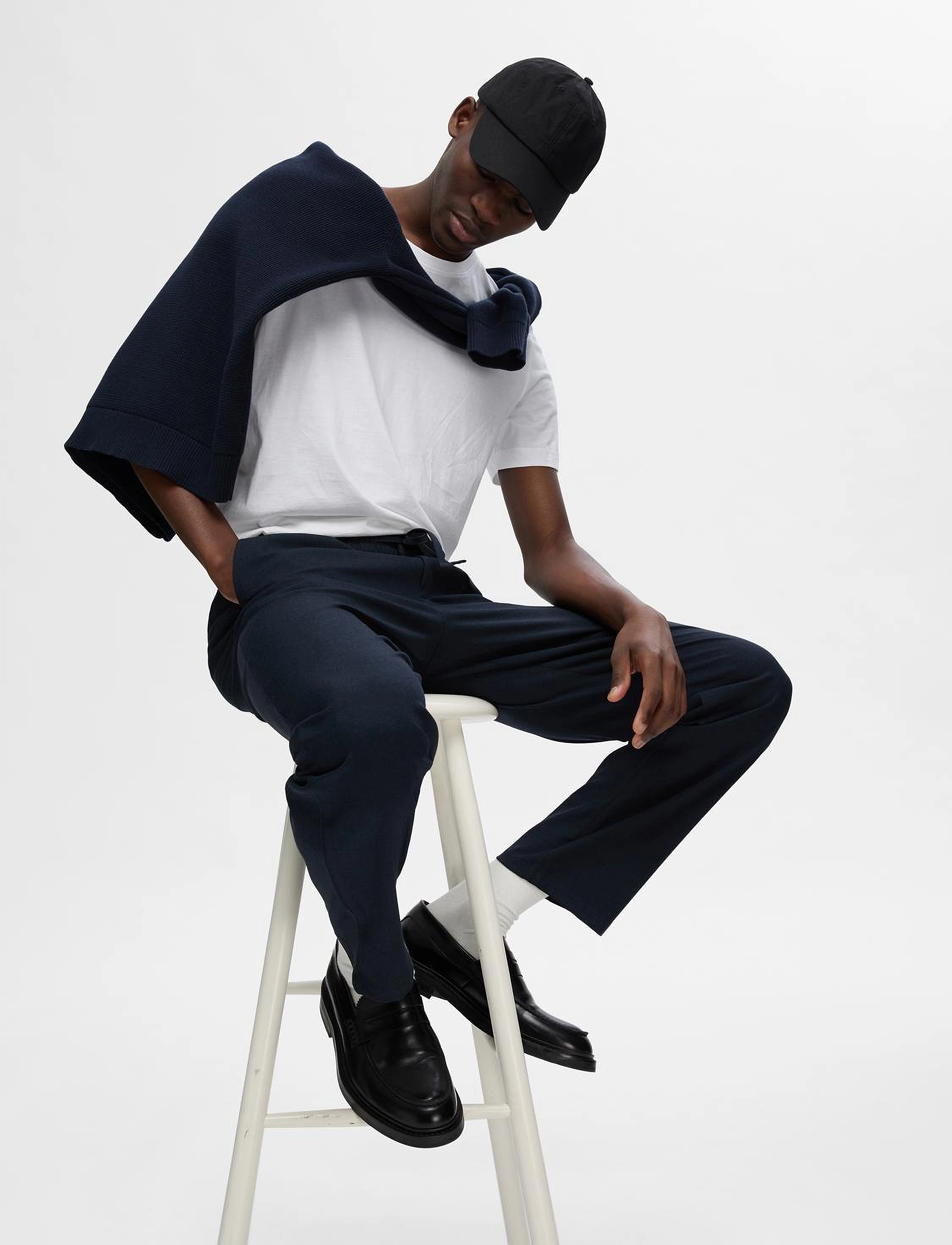 Selected - SLM196-STRAIGHT ROBERT STRING PANT NOOS - spodnie na co dzień - grey melange - 5