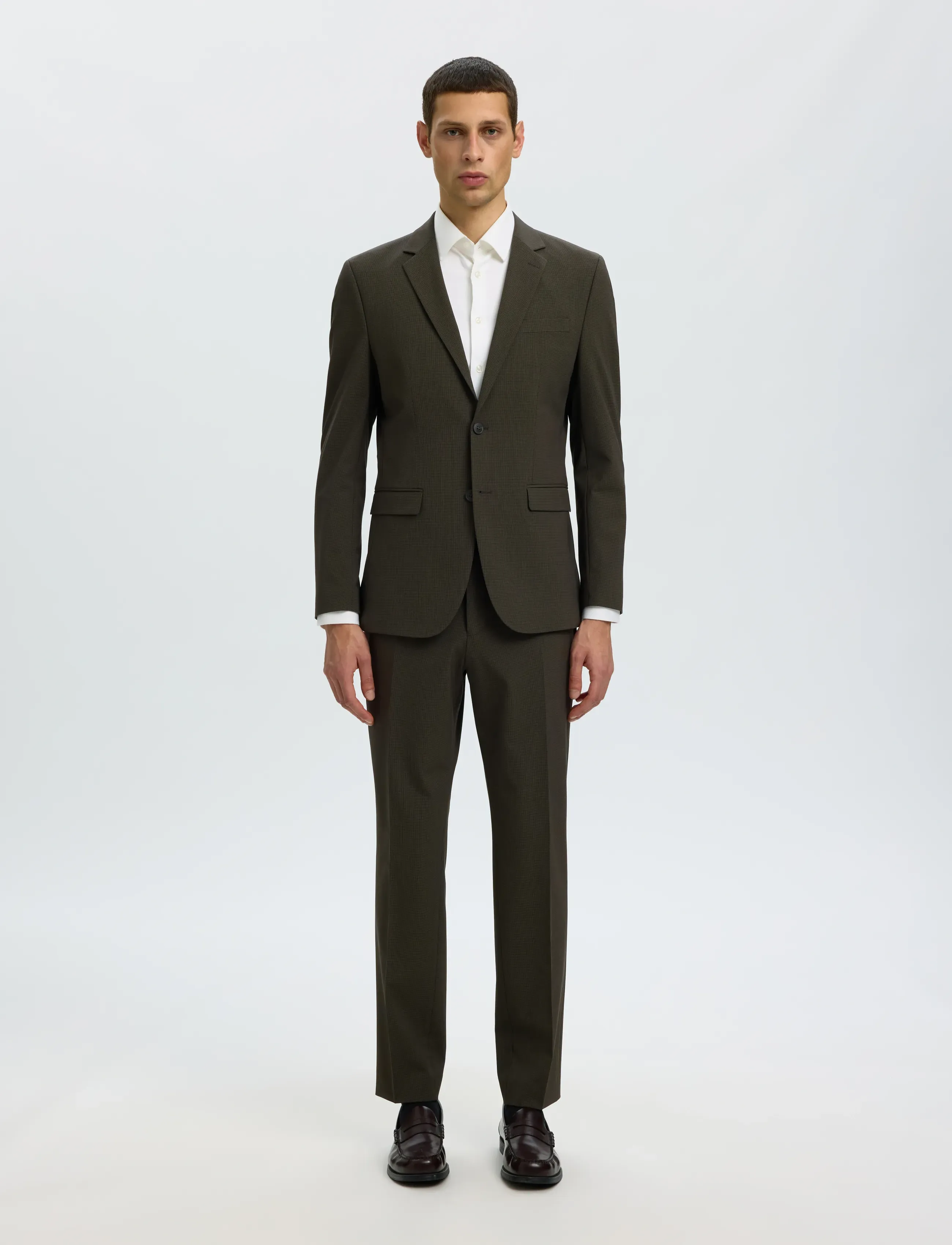 Selected - SLMSLIM-LIAM MINI HOUNDS BLZ FLEX NOOS - enkeltradede blazere - dark brown melange - 3
