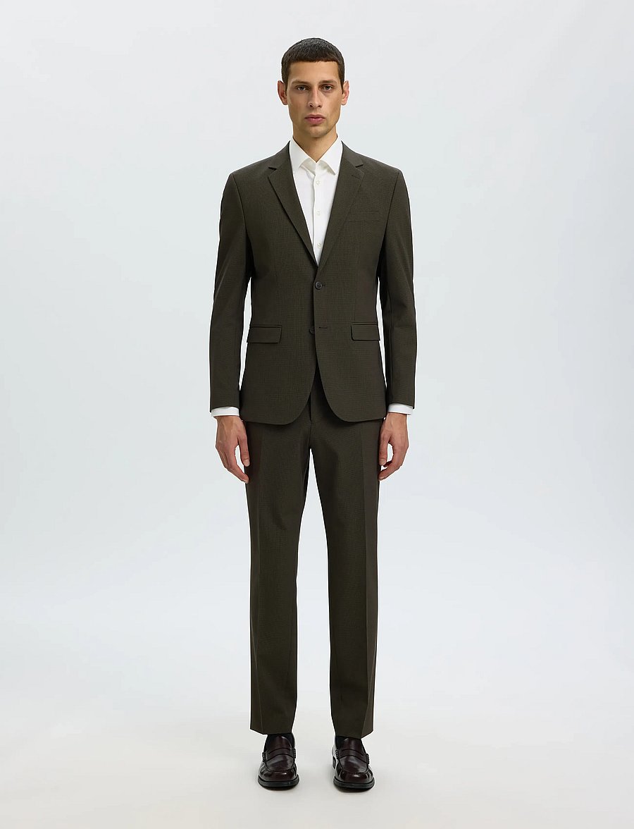 Selected - SLMSLIM-LIAM MINI HOUNDS BLZ FLEX NOOS - enkeltradede blazere - dark brown melange - 3