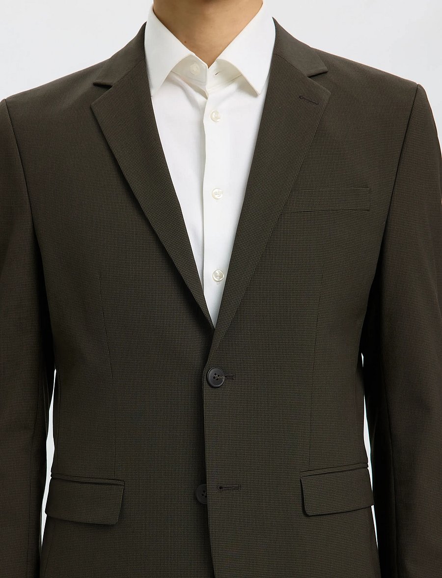 Selected - SLMSLIM-LIAM MINI HOUNDS BLZ FLEX NOOS - enkeltradede blazere - dark brown melange - 4