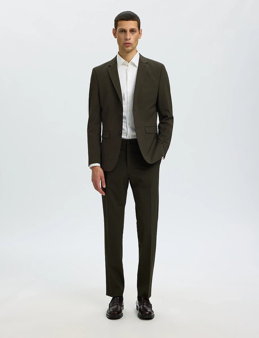 Selected - SLMSLIM-LIAM MINI HOUNDS BLZ FLEX NOOS - enkeltradede blazere - dark brown melange - 5