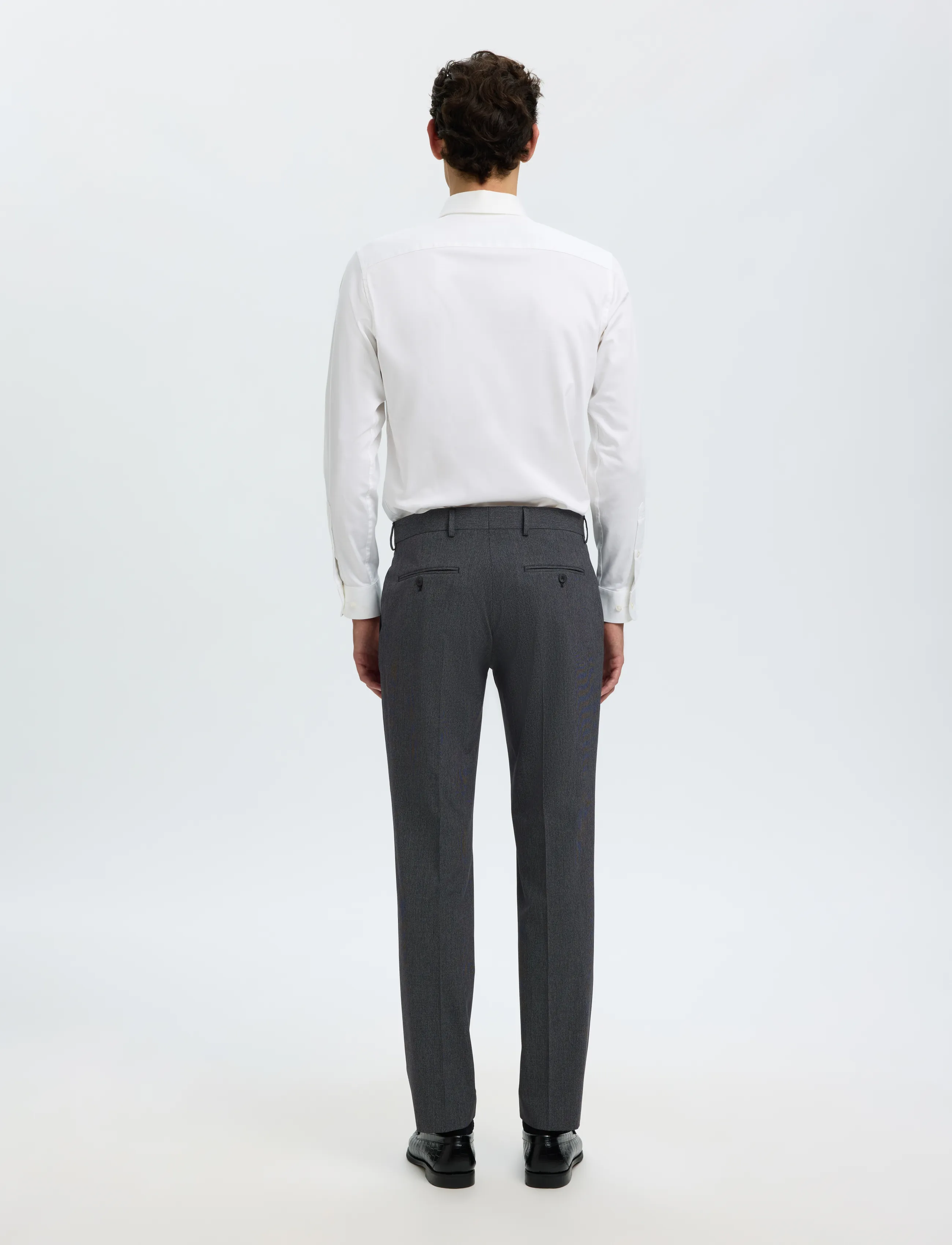 Selected - SLMSLIM-LIAM MINI HOUNDS TRS FLEX NOOS - kostymbyxor - charcoal gray - 2
