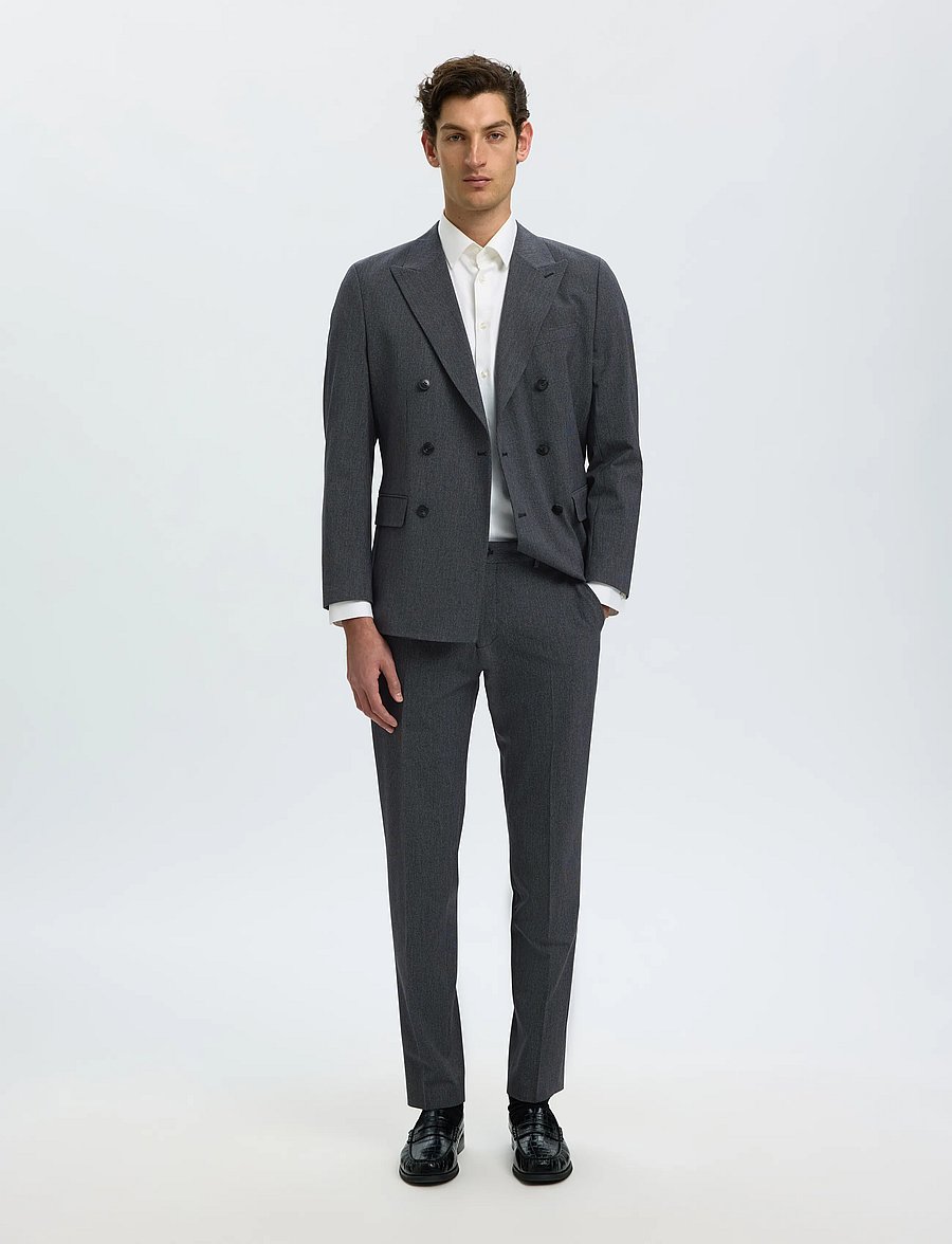 Selected - SLMSLIM-LIAM MINI HOUNDS TRS FLEX NOOS - kostymbyxor - charcoal gray - 3