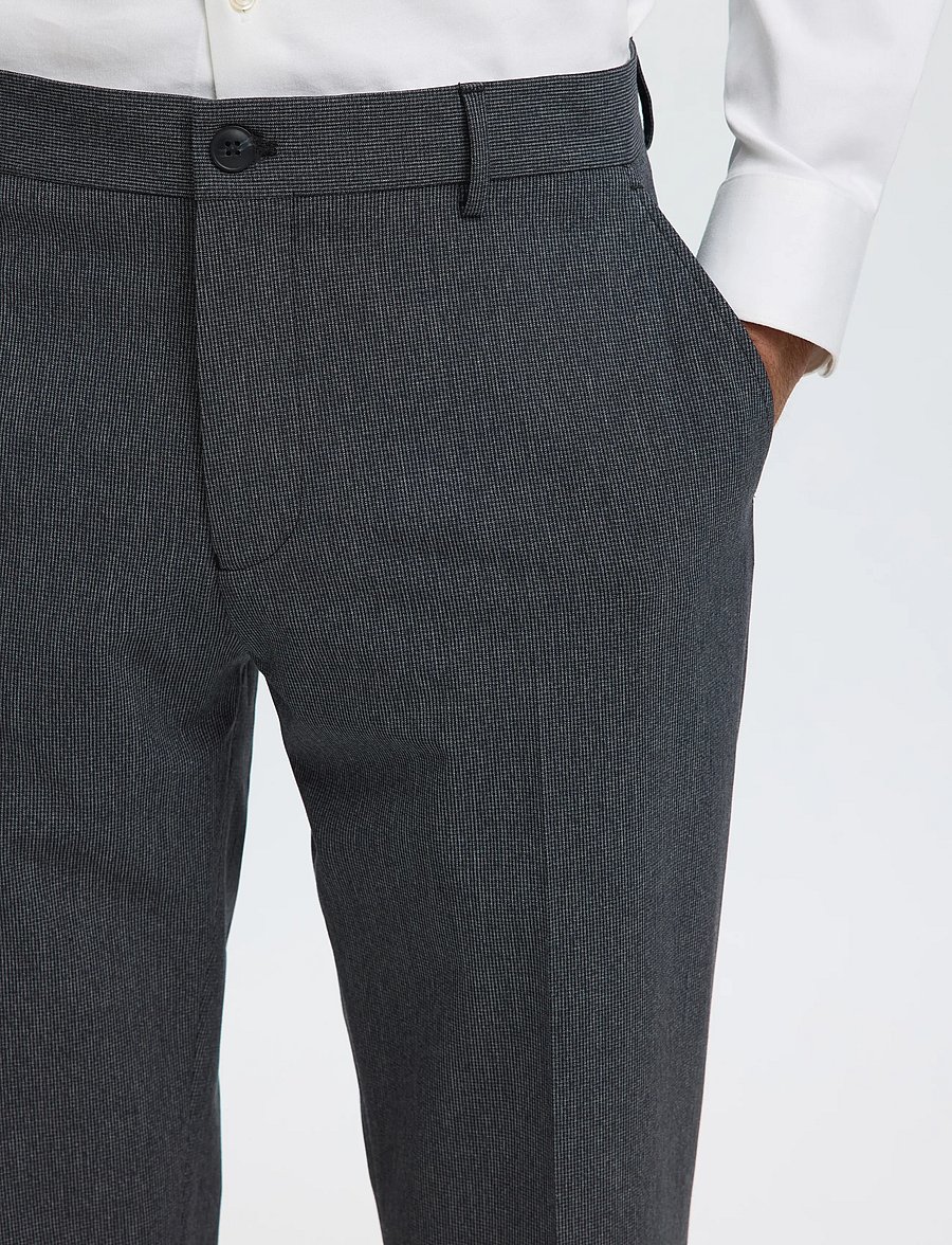 Selected - SLMSLIM-LIAM MINI HOUNDS TRS FLEX NOOS - kostymbyxor - charcoal gray - 4