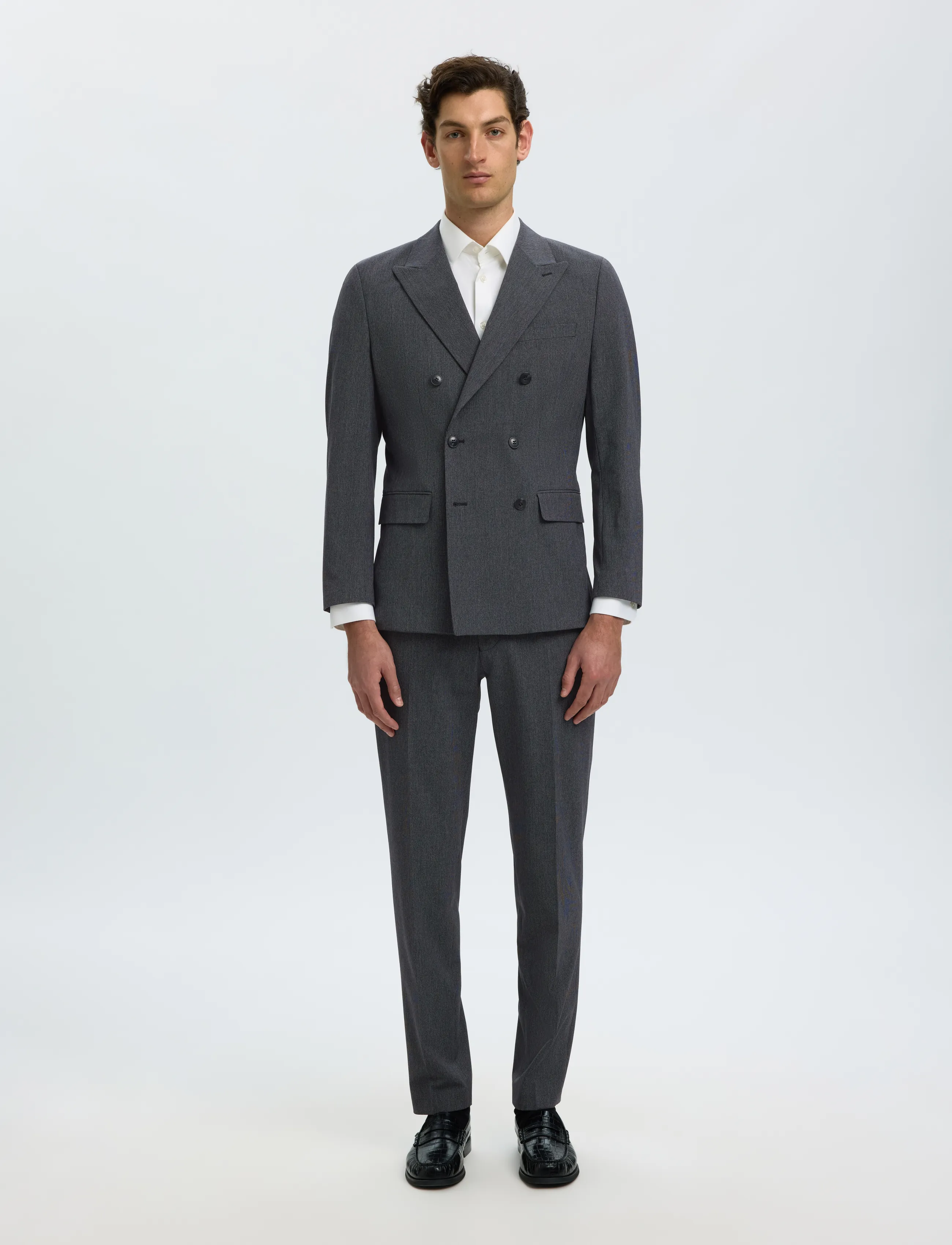 Selected - SLMSLIM-LIAM MINI HOUNDS TRS FLEX NOOS - kostymbyxor - charcoal gray - 5