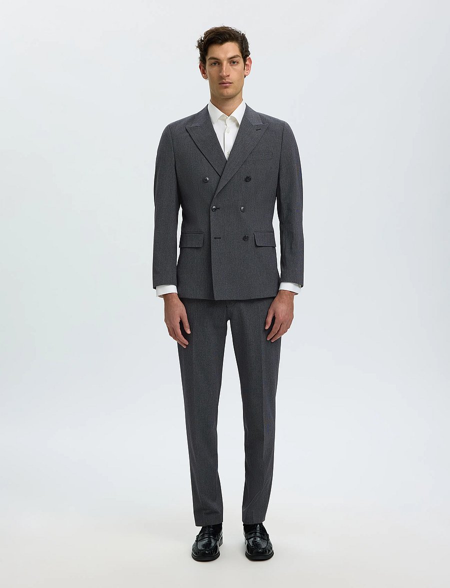 Selected - SLMSLIM-LIAM MINI HOUNDS TRS FLEX NOOS - kostymbyxor - charcoal gray - 5