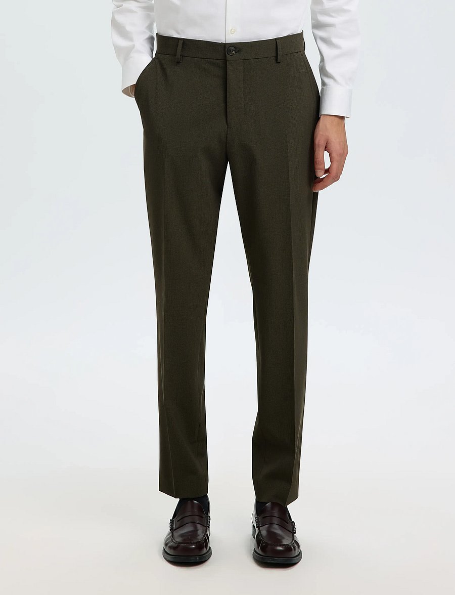 Selected - SLMSLIM-LIAM MINI HOUNDS TRS FLEX NOOS - Ülikonnapüksid - dark brown melange - 0
