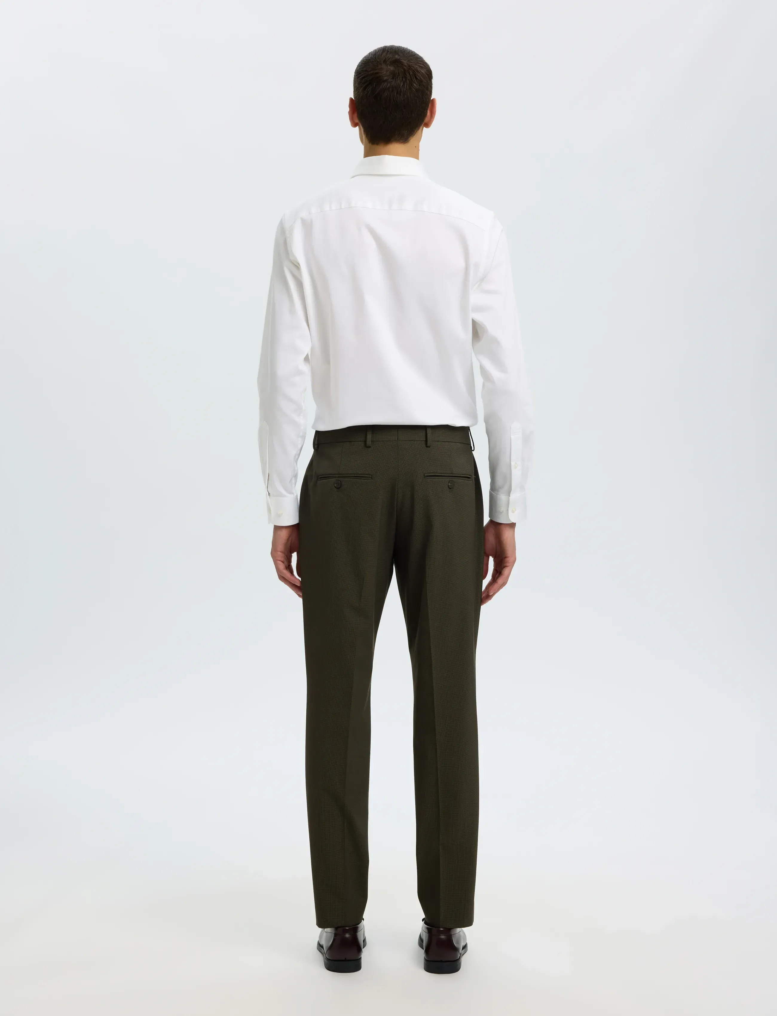 Selected - SLMSLIM-LIAM MINI HOUNDS TRS FLEX NOOS - Ülikonnapüksid - dark brown melange - 2