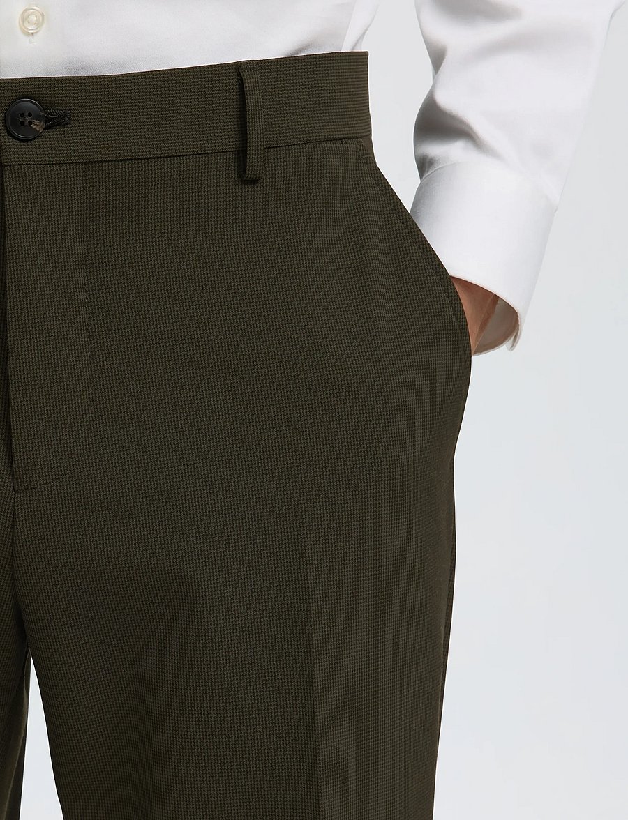 Selected - SLMSLIM-LIAM MINI HOUNDS TRS FLEX NOOS - Ülikonnapüksid - dark brown melange - 4
