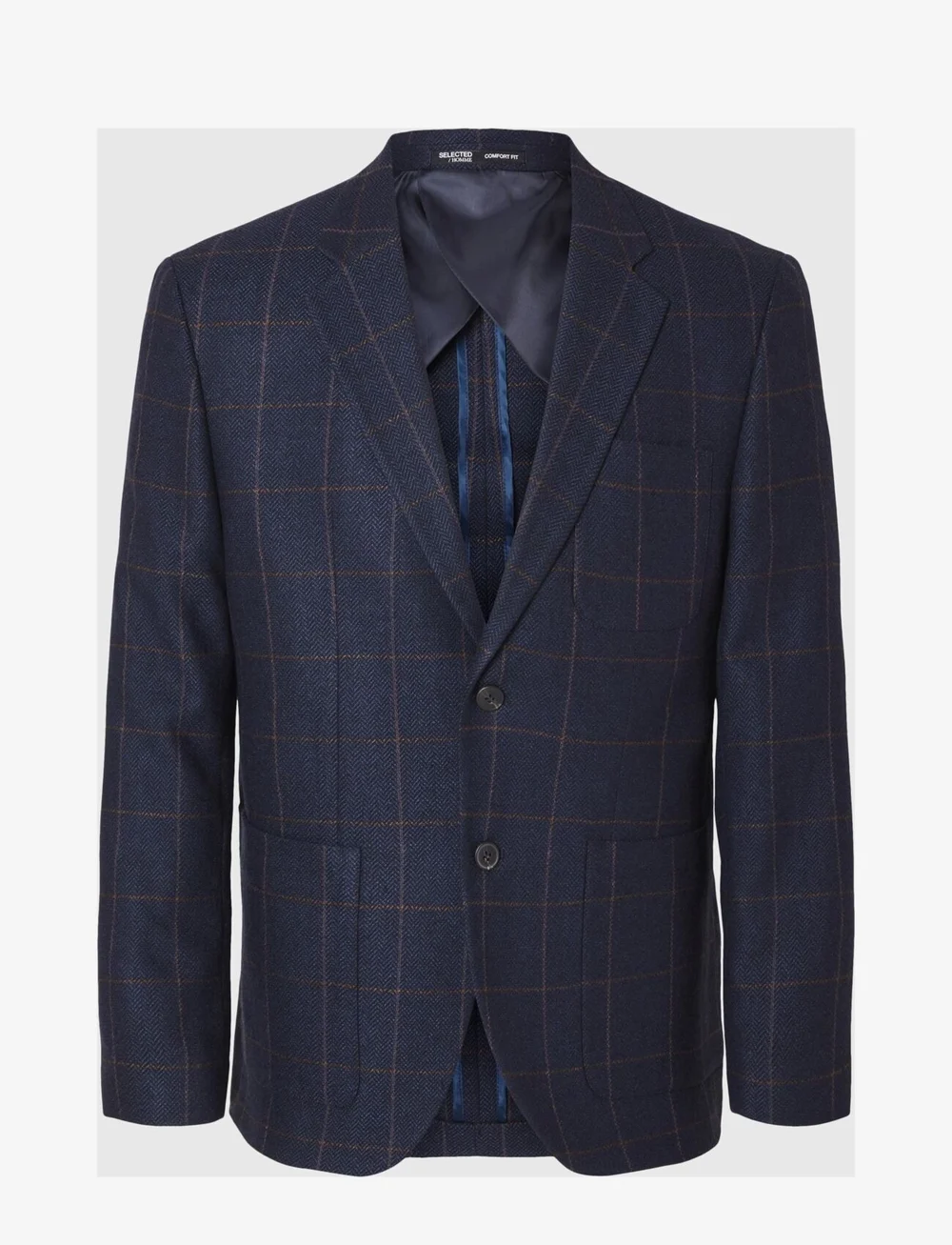 Selected - SLHSLIM-DALLAS WOOL CHECK BLZ NOOS - Ühe rinnatisega pintsakud - navy blazer - 1