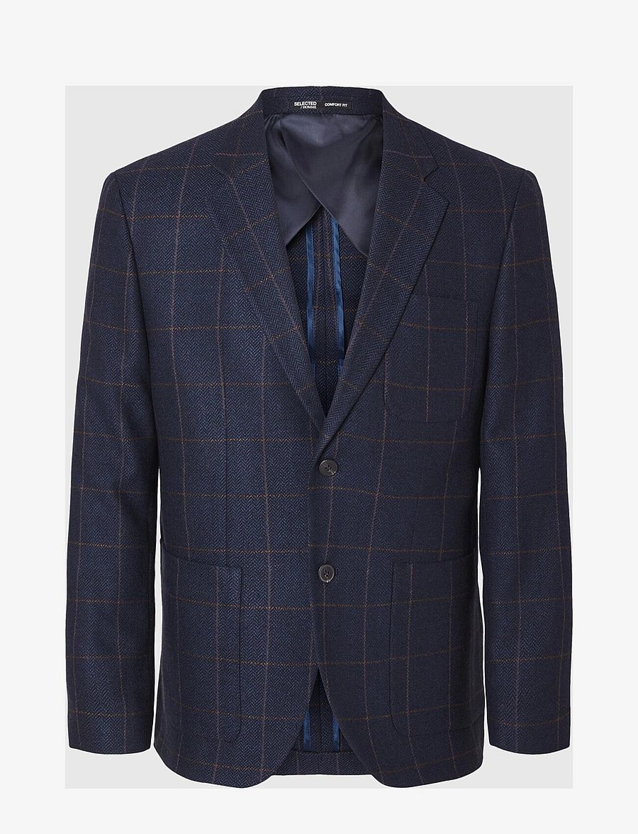 Selected - SLHSLIM-DALLAS WOOL CHECK BLZ NOOS - navy blazer - 1