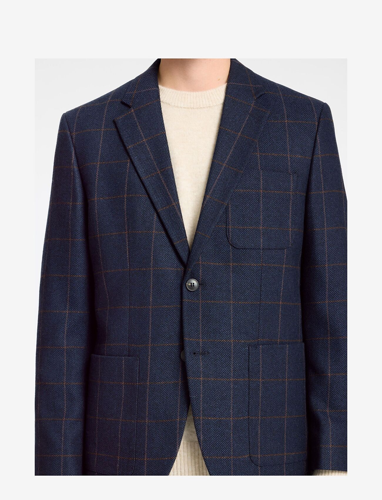 Selected - SLHSLIM-DALLAS WOOL CHECK BLZ NOOS - navy blazer - 4