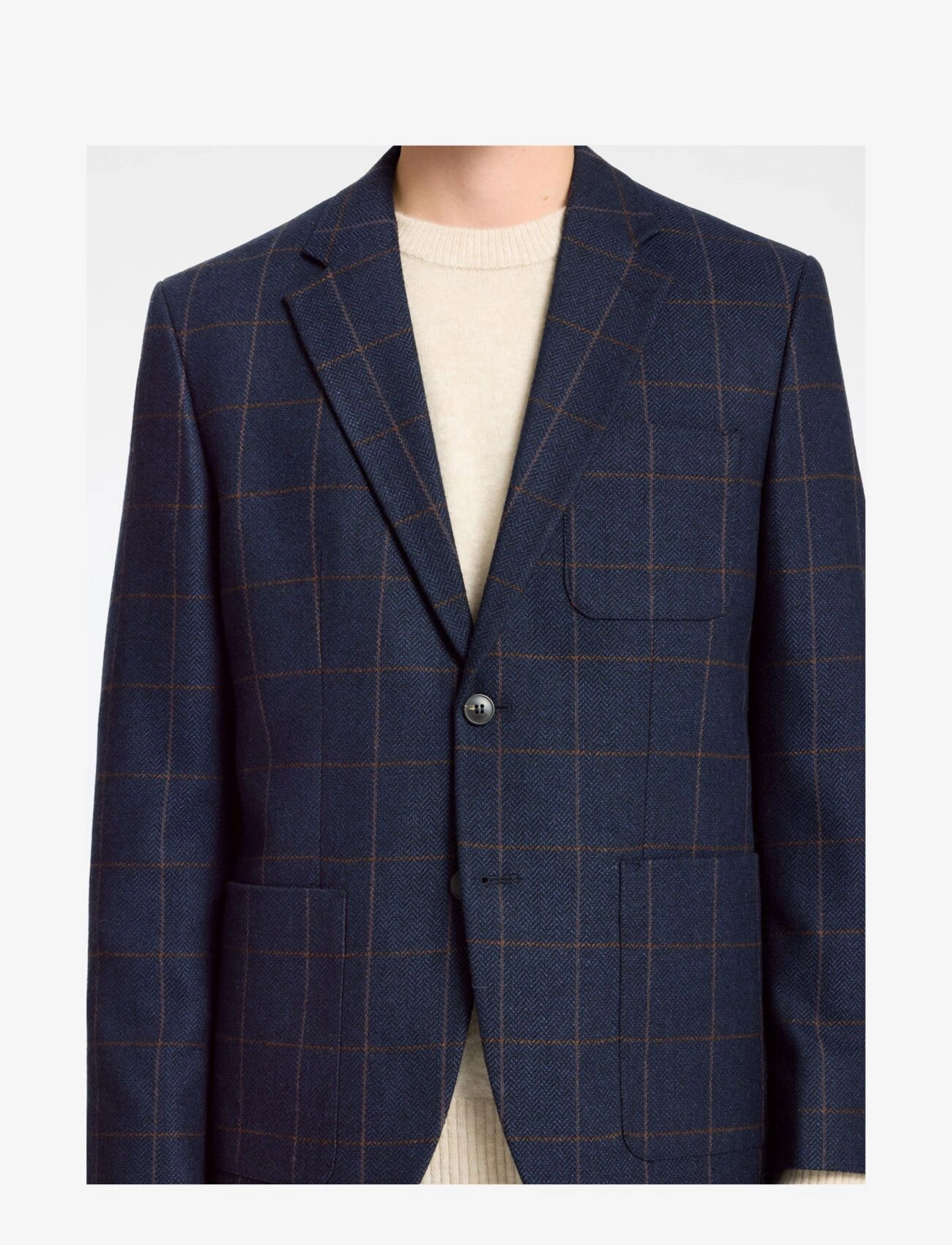 Selected - SLHSLIM-DALLAS WOOL CHECK BLZ NOOS - navy blazer - 4