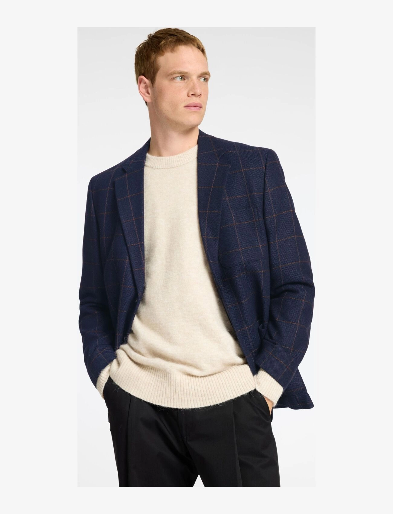 Selected - SLHSLIM-DALLAS WOOL CHECK BLZ NOOS - navy blazer - 5