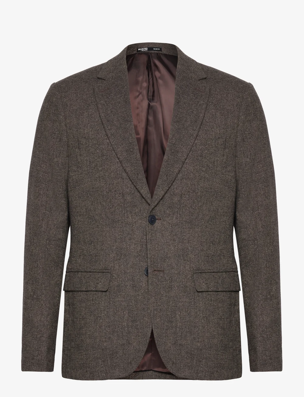 Selected - SLHSLIM-REED WOOL BLZ NOOS - enkeltkneppede blazere - brownie - 1