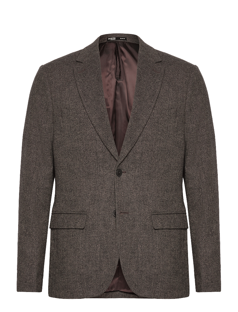 Selected - SLHSLIM-REED WOOL BLZ NOOS - enkelknäppta kavajer - brownie - 1