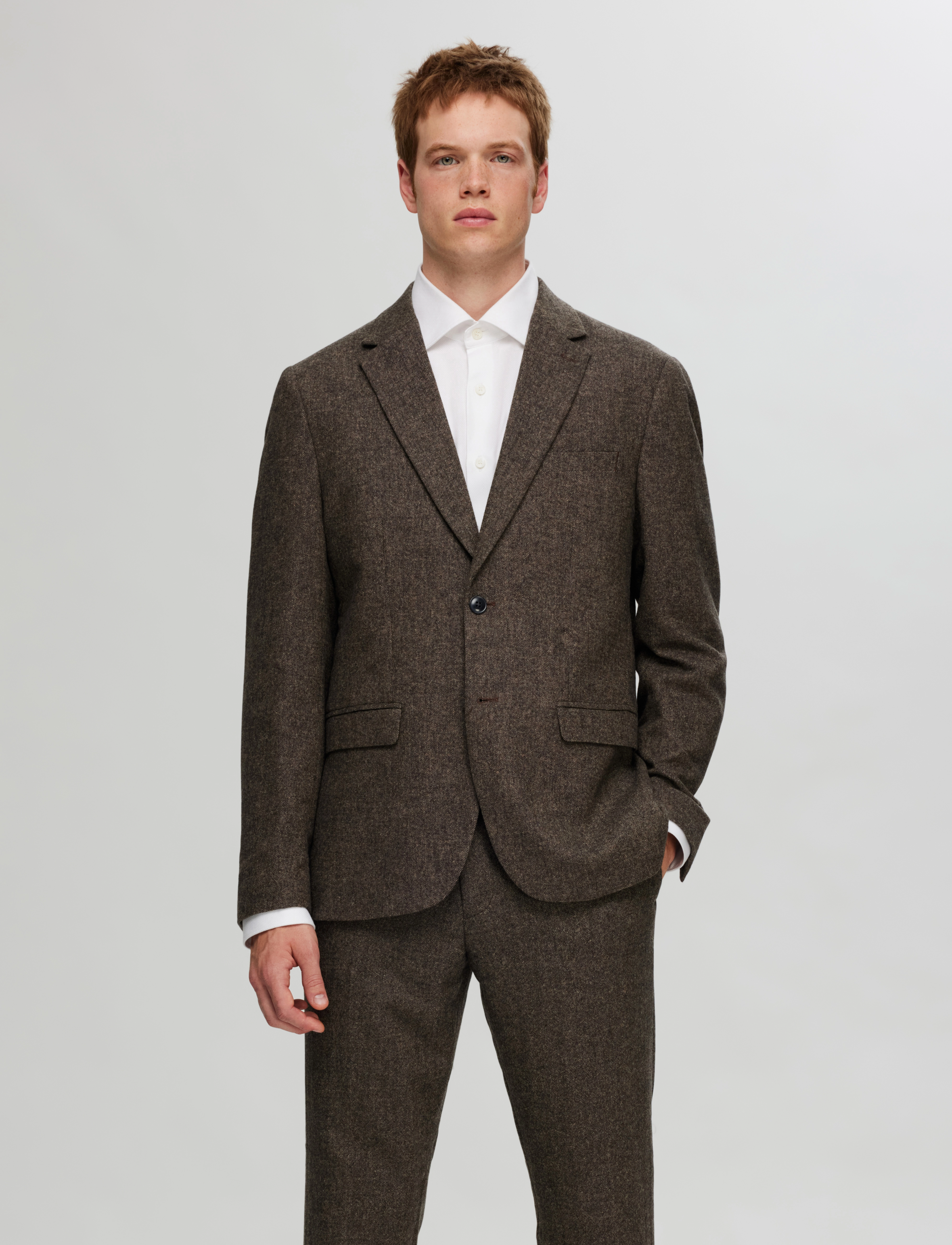 Selected Slmslim-Reed Wool Blz Noos, Mænd, Blazer, Brun, Str: 90