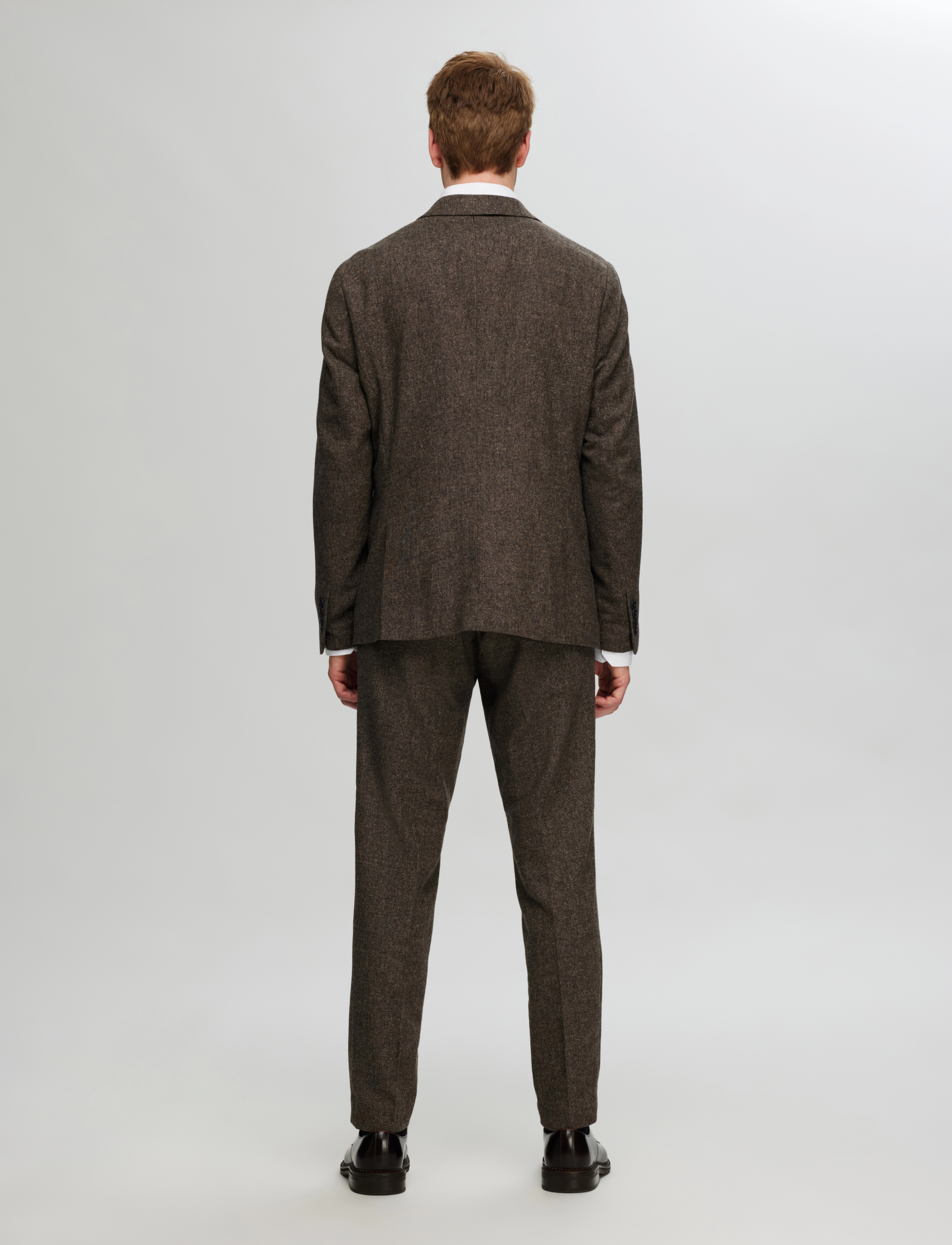 Selected - SLMSLIM-REED WOOL BLZ NOOS - vienaeiliai švarkai - brownie - 3