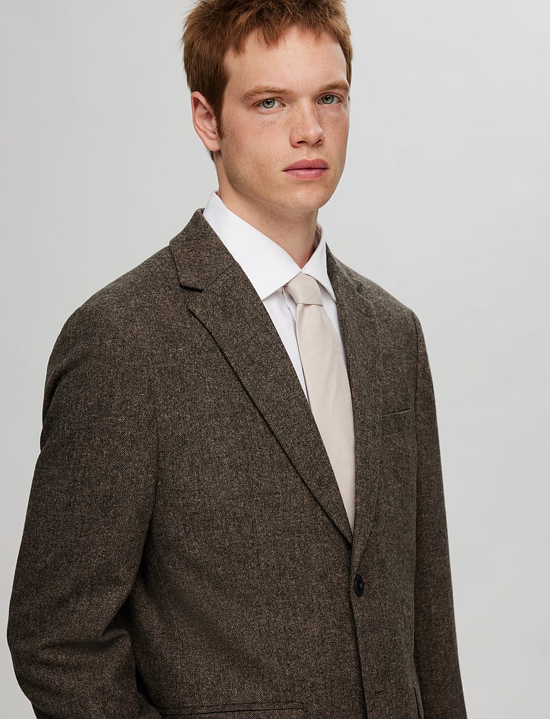 Selected - SLHSLIM-REED WOOL BLZ NOOS - enkelknäppta kavajer - brownie - 4