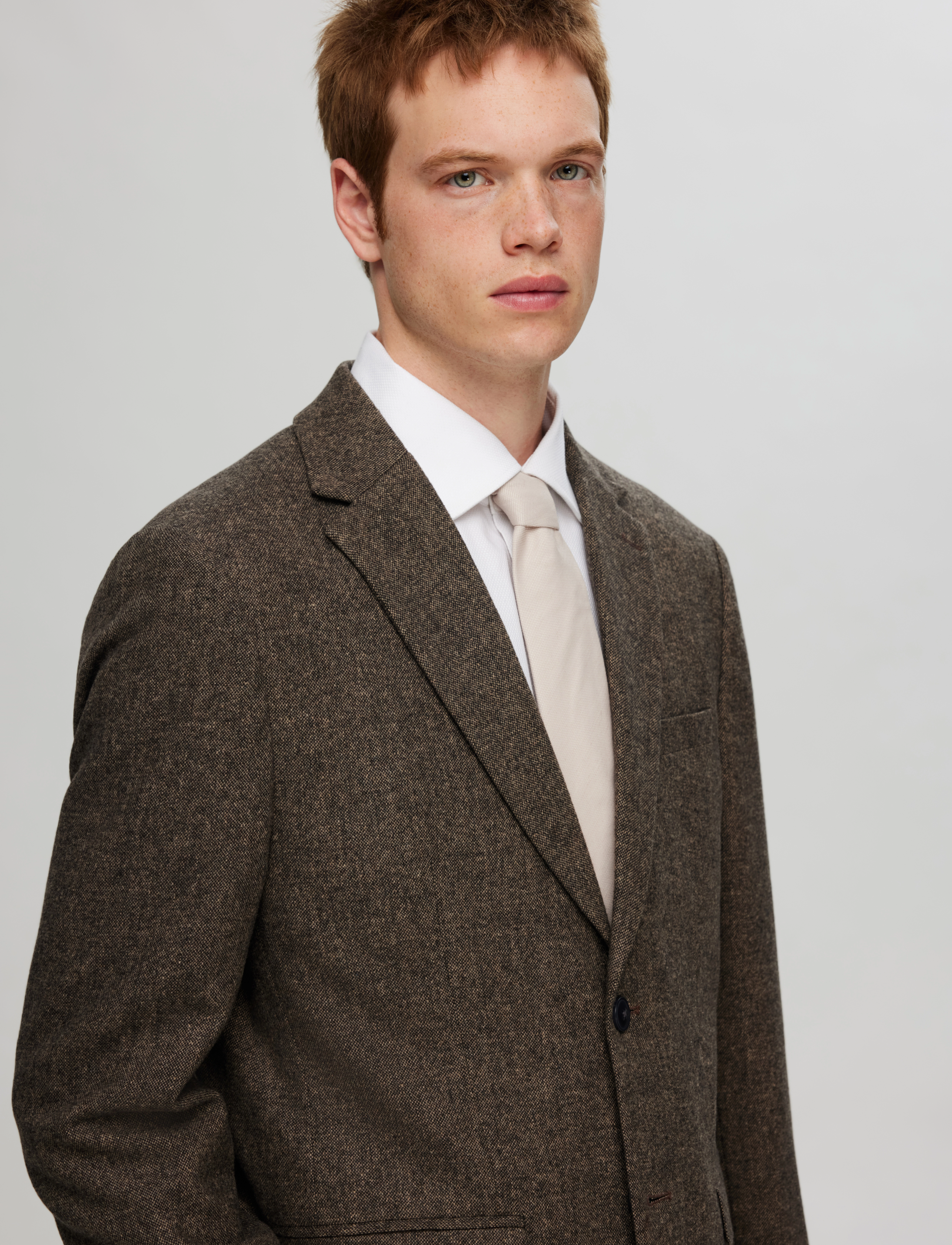 Selected - SLMSLIM-REED WOOL BLZ NOOS - vienaeiliai švarkai - brownie - 4