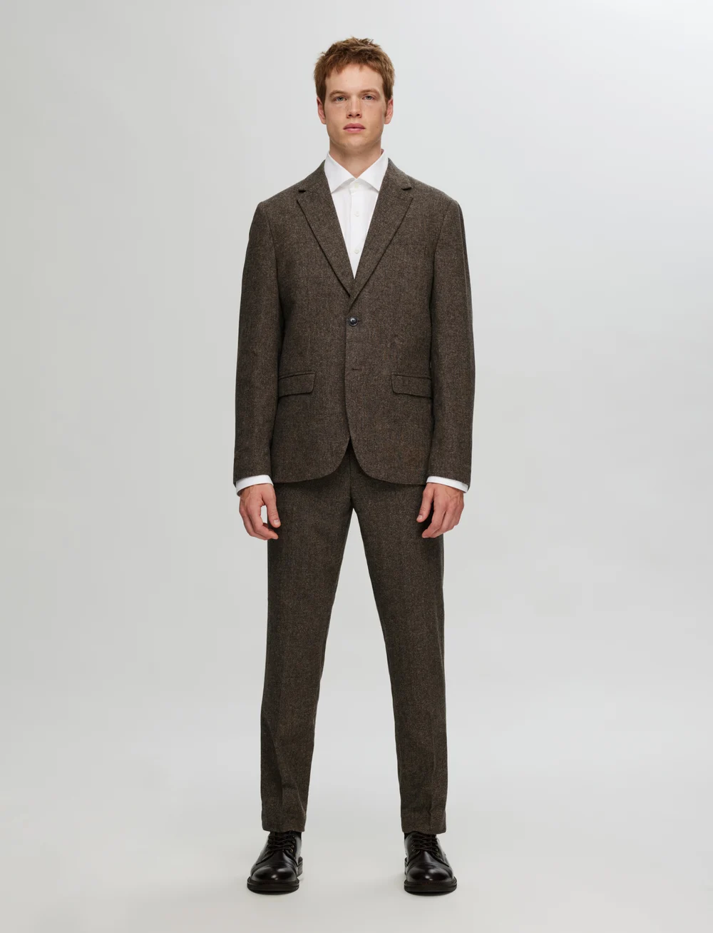 Selected - SLHSLIM-REED WOOL BLZ NOOS - enkeltkneppede blazere - brownie - 5