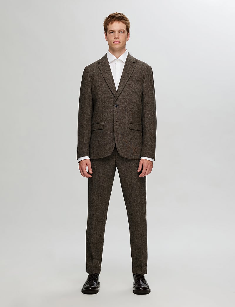 Selected - SLHSLIM-REED WOOL BLZ NOOS - enkelknäppta kavajer - brownie - 5