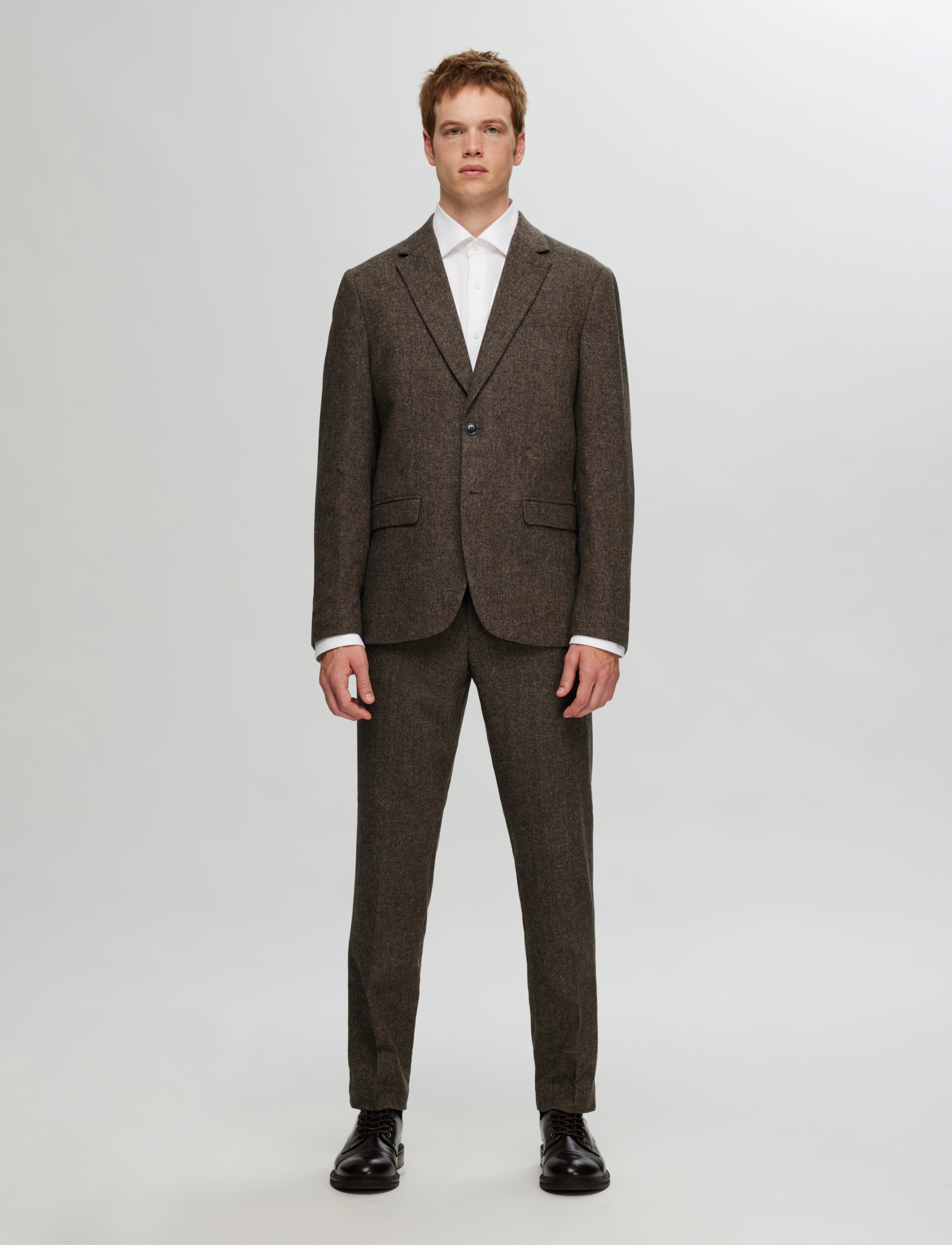 Selected - SLMSLIM-REED WOOL BLZ NOOS - vienaeiliai švarkai - brownie - 5