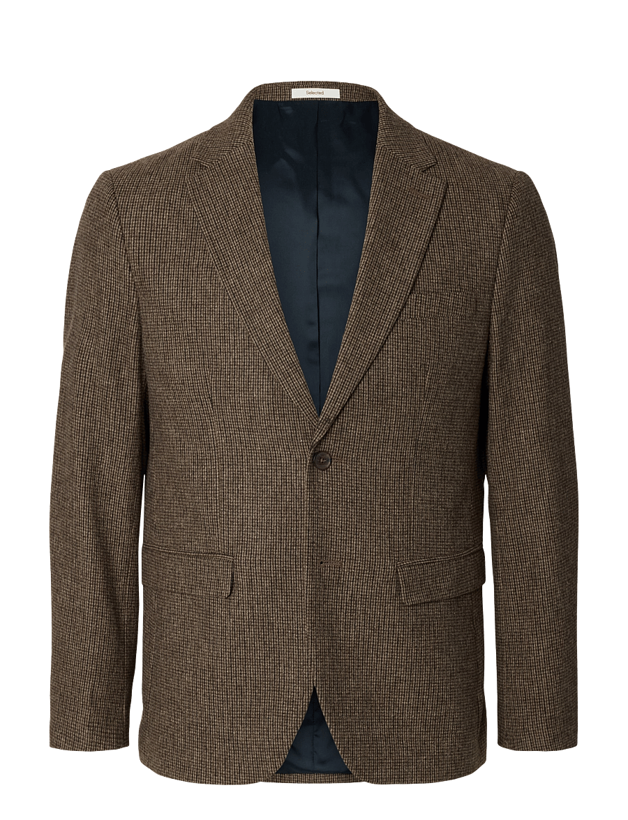 Selected - SLMSLIM-REED WOOL BLZ NOOS - enkelknäppta kavajer - medium brown melange - 1