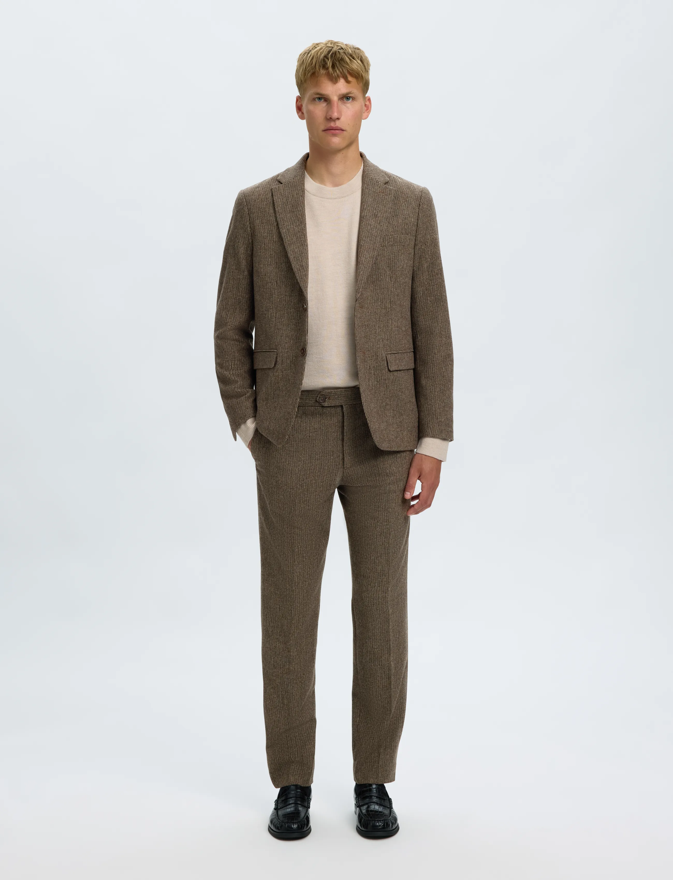 Selected - SLMSLIM-REED WOOL BLZ NOOS - enkelknäppta kavajer - medium brown melange - 3
