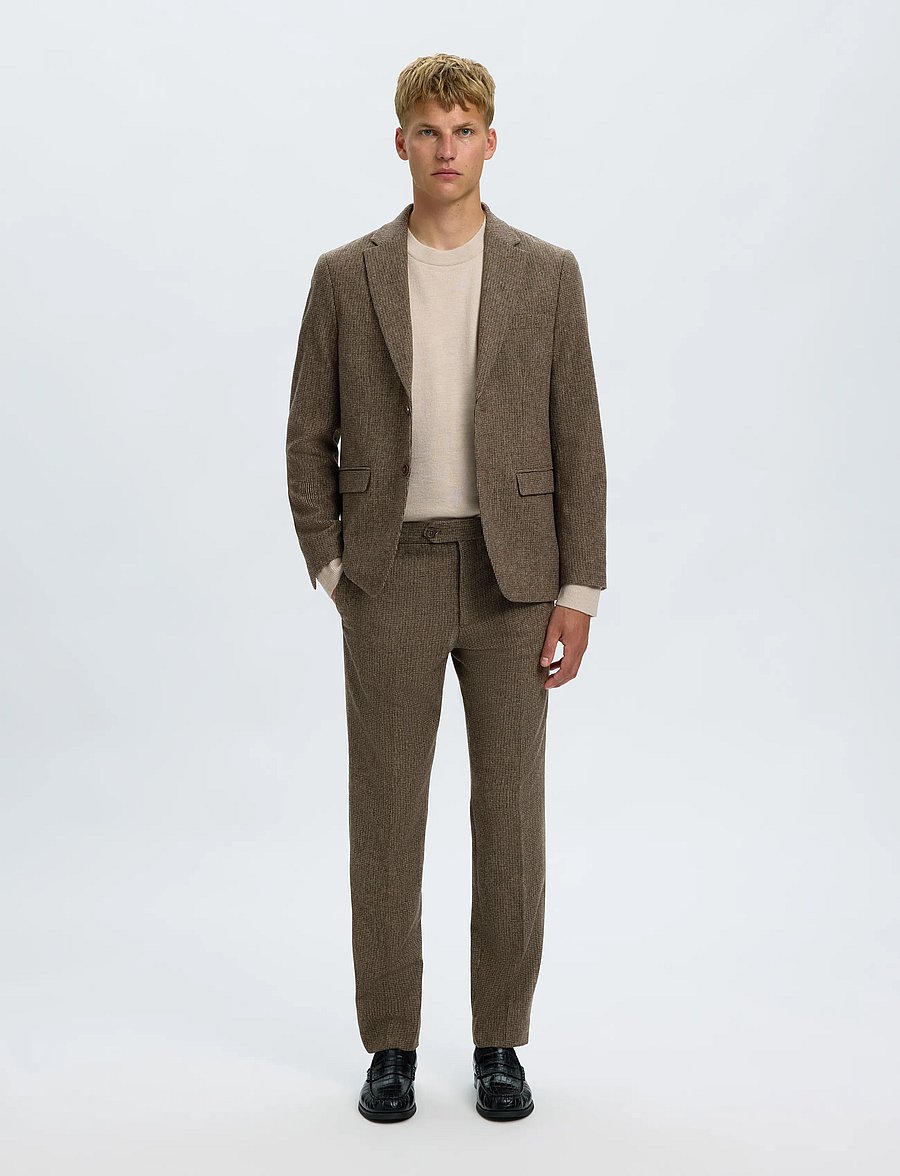 Selected - SLMSLIM-REED WOOL BLZ NOOS - enkelknäppta kavajer - medium brown melange - 3