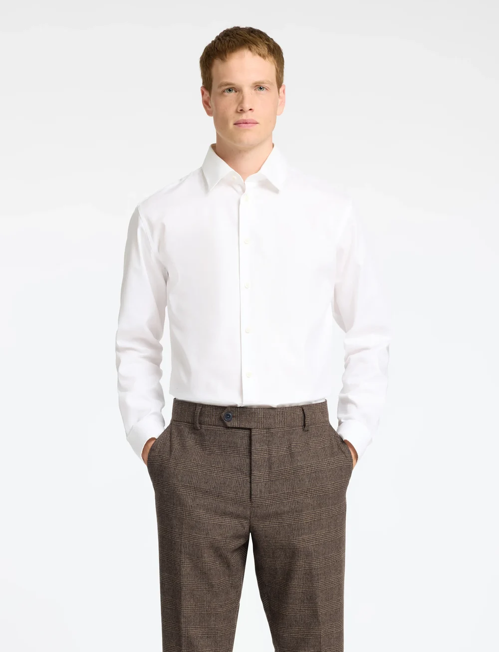 Selected - SLHSLIM-REED WOOL TRS NOOS - kostymbyxor - brownie - 0