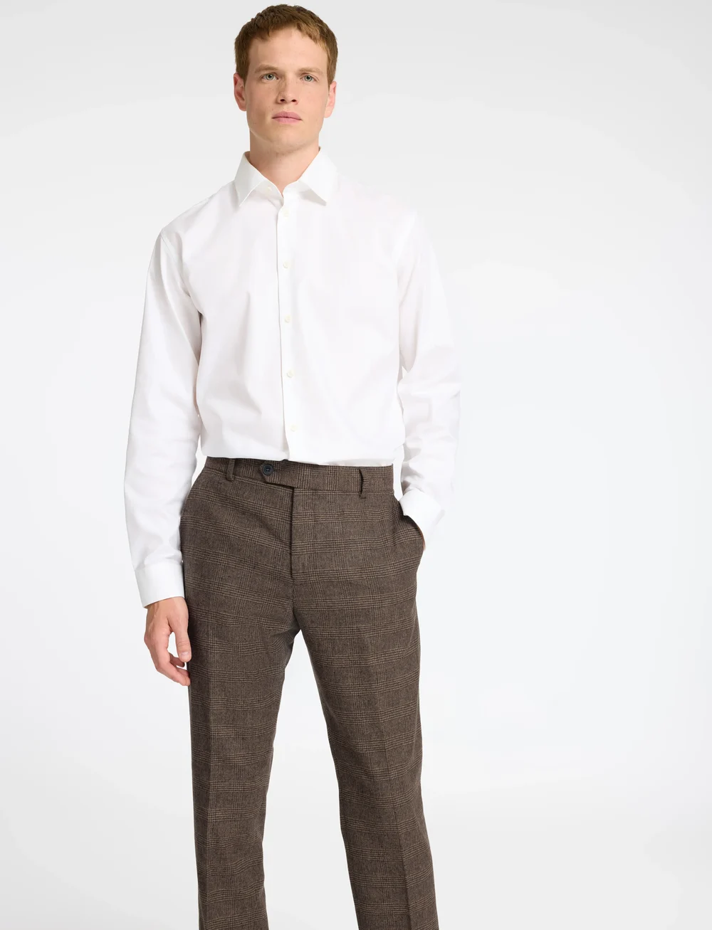 Selected - SLHSLIM-REED WOOL TRS NOOS - kostymbyxor - brownie - 3