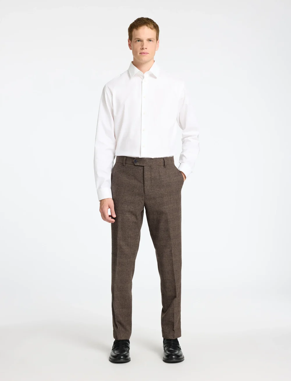 Selected - SLHSLIM-REED WOOL TRS NOOS - kostymbyxor - brownie - 4