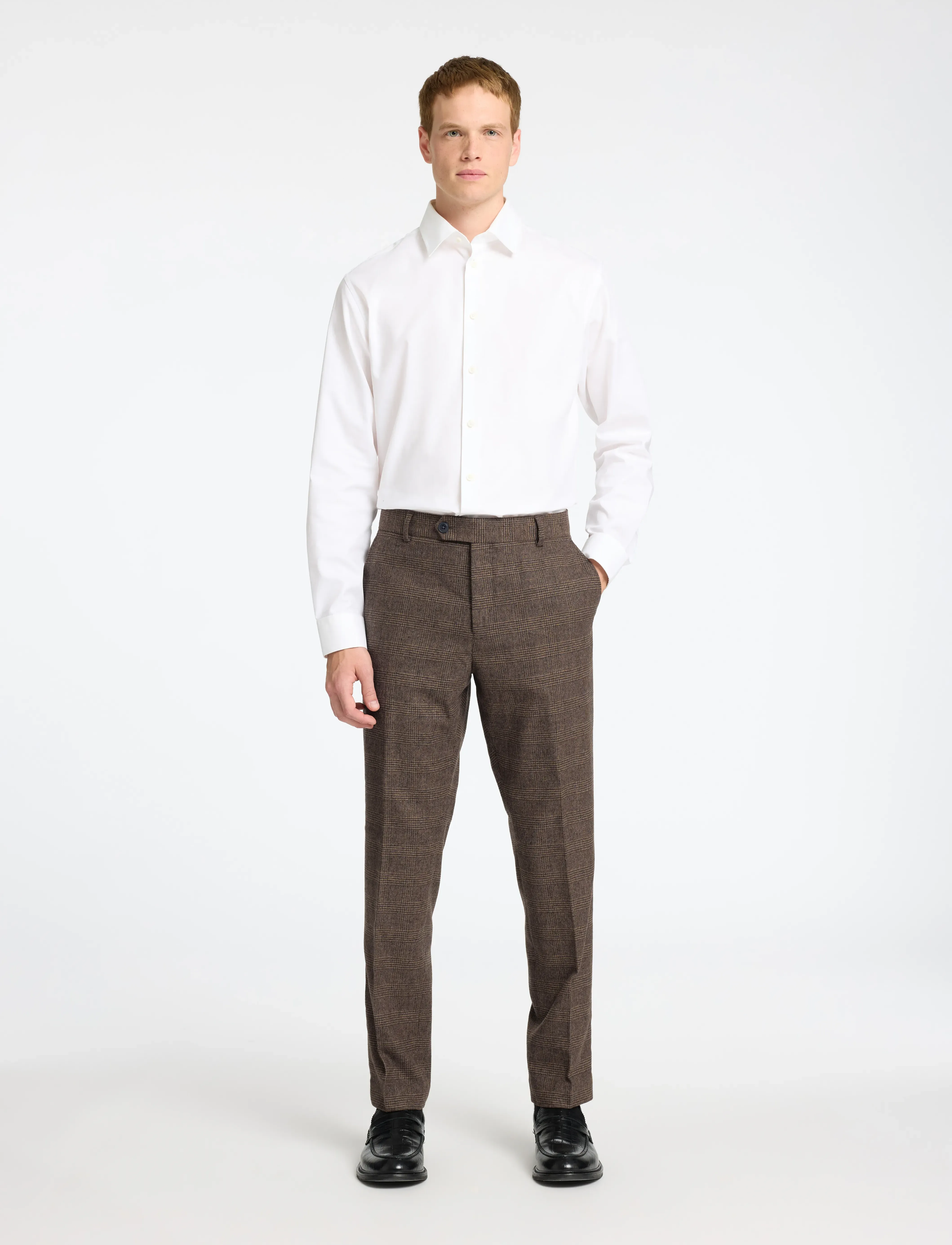 Selected - SLMSLIM-REED WOOL TRS NOOS - kostiumo kelnės - brownie - 4