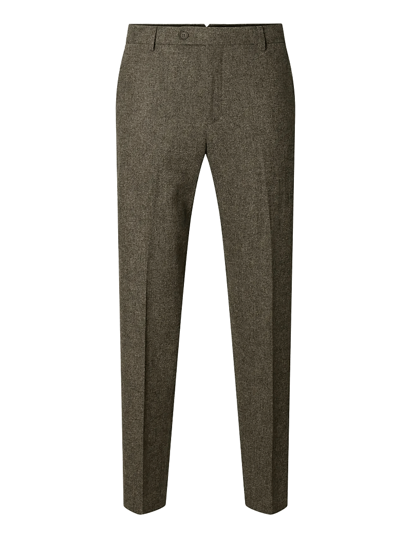 Selected - SLHSLIM-REED WOOL TRS NOOS - suit trousers - brownie - 1