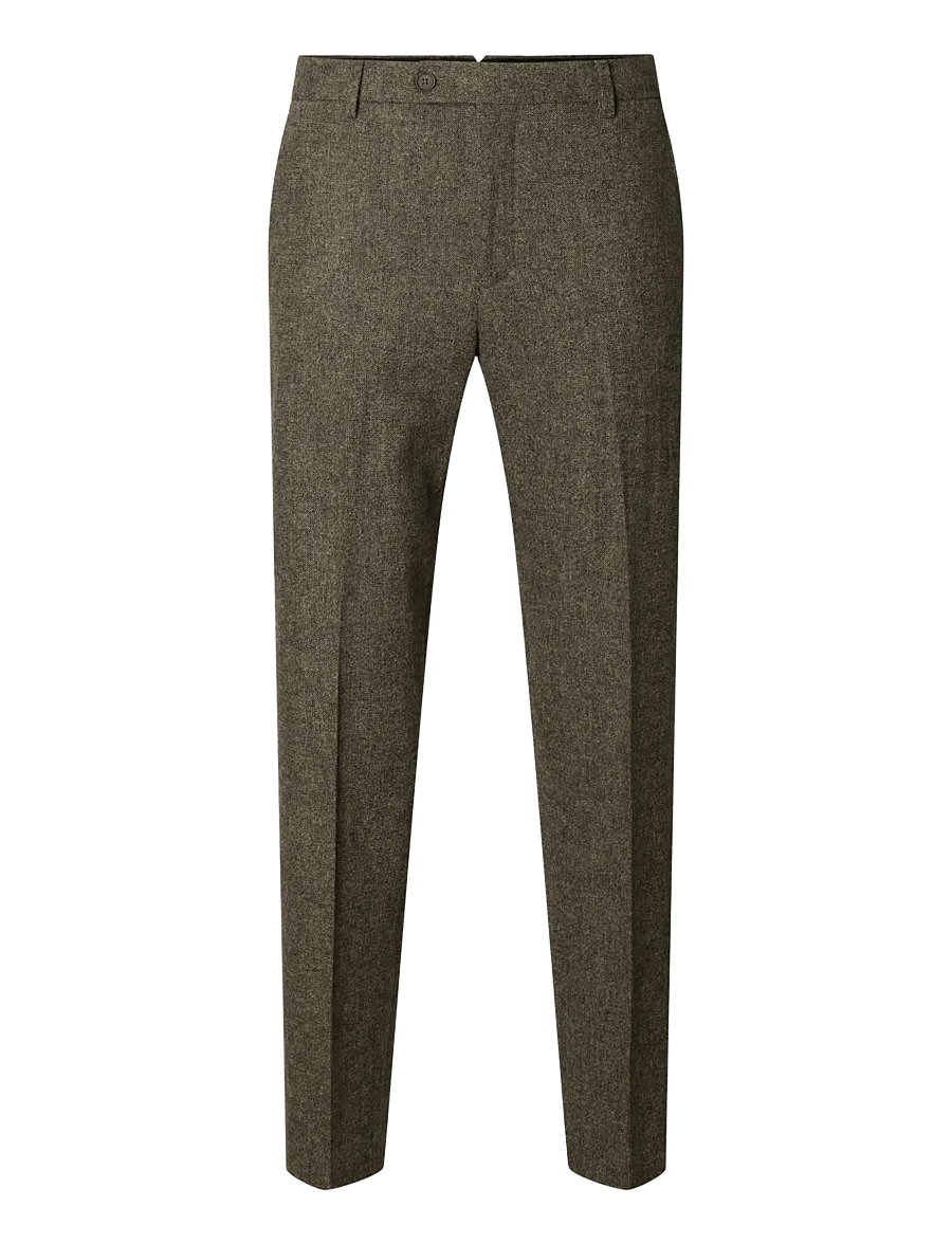 Selected - SLHSLIM-REED WOOL TRS NOOS - Ülikonnapüksid - brownie - 1