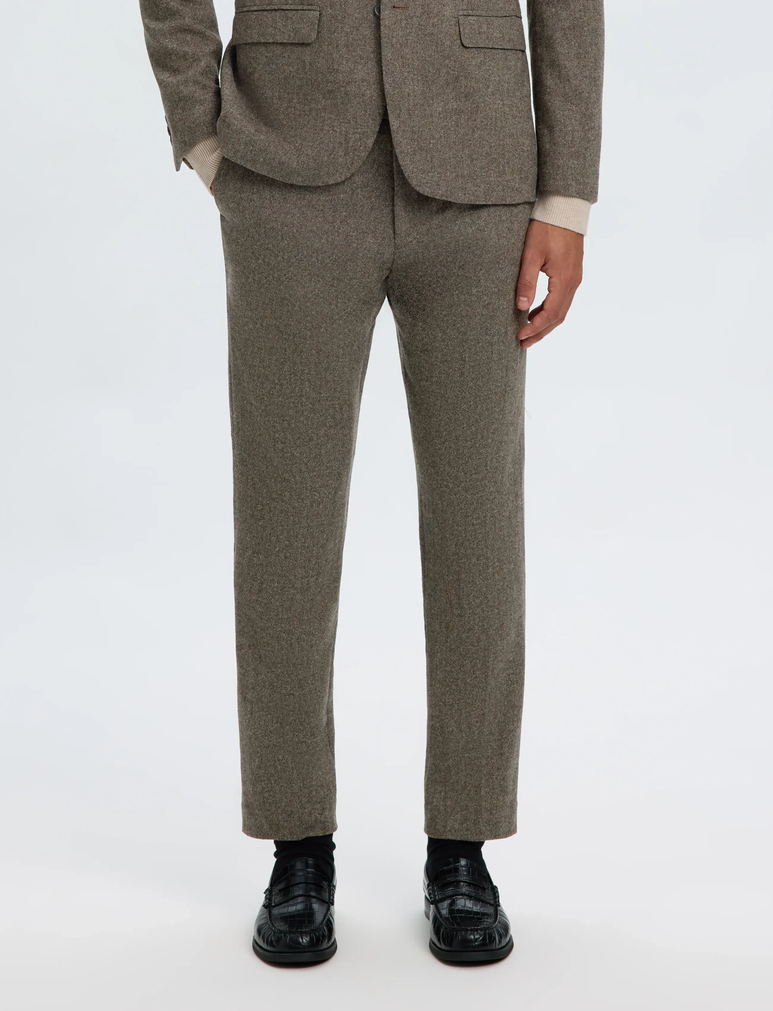 Selected - SLMSLIM-REED WOOL TRS NOOS - herbstliche kleidung - brownie - 0