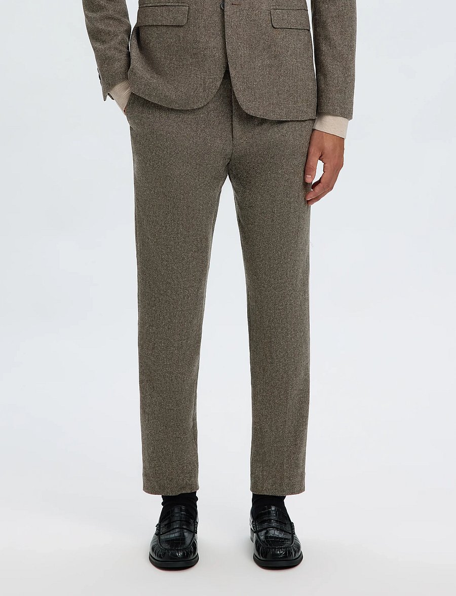 Selected - SLMSLIM-REED WOOL TRS NOOS - habitbukser - brownie - 0