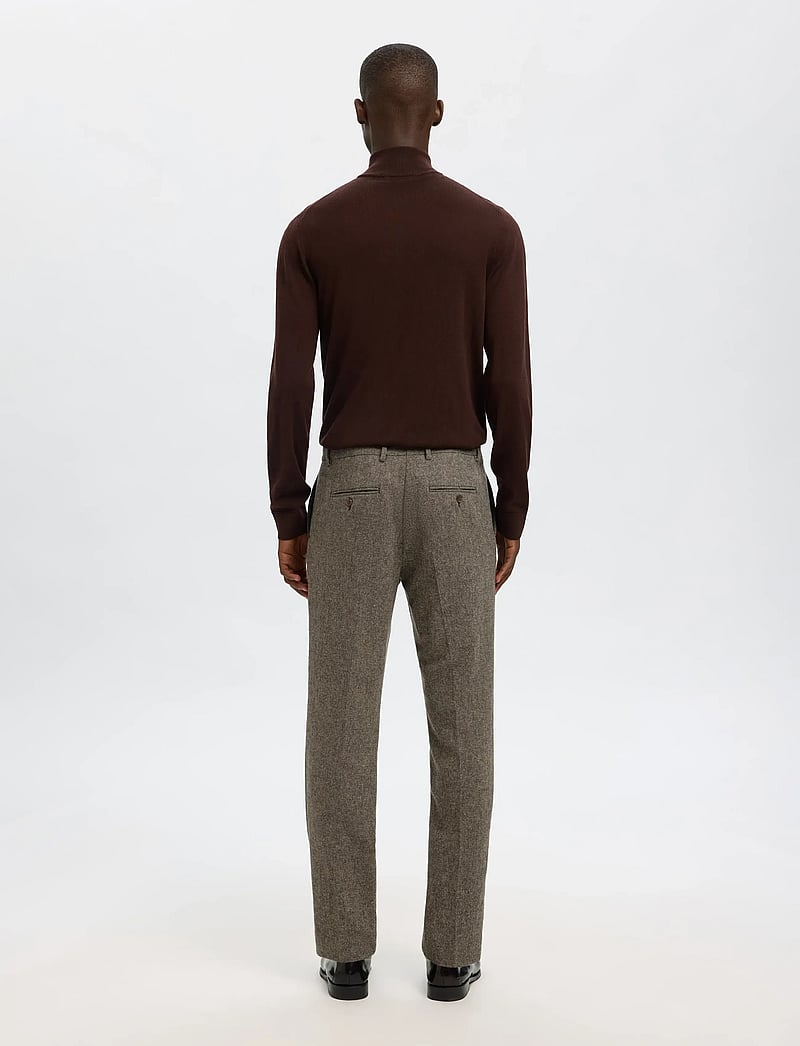 Selected - SLHSLIM-REED WOOL TRS NOOS - suit trousers - brownie - 2