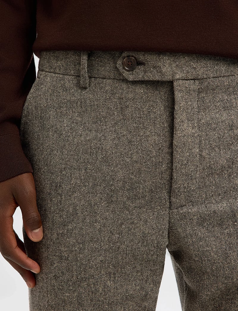 Selected - SLHSLIM-REED WOOL TRS NOOS - suit trousers - brownie - 3