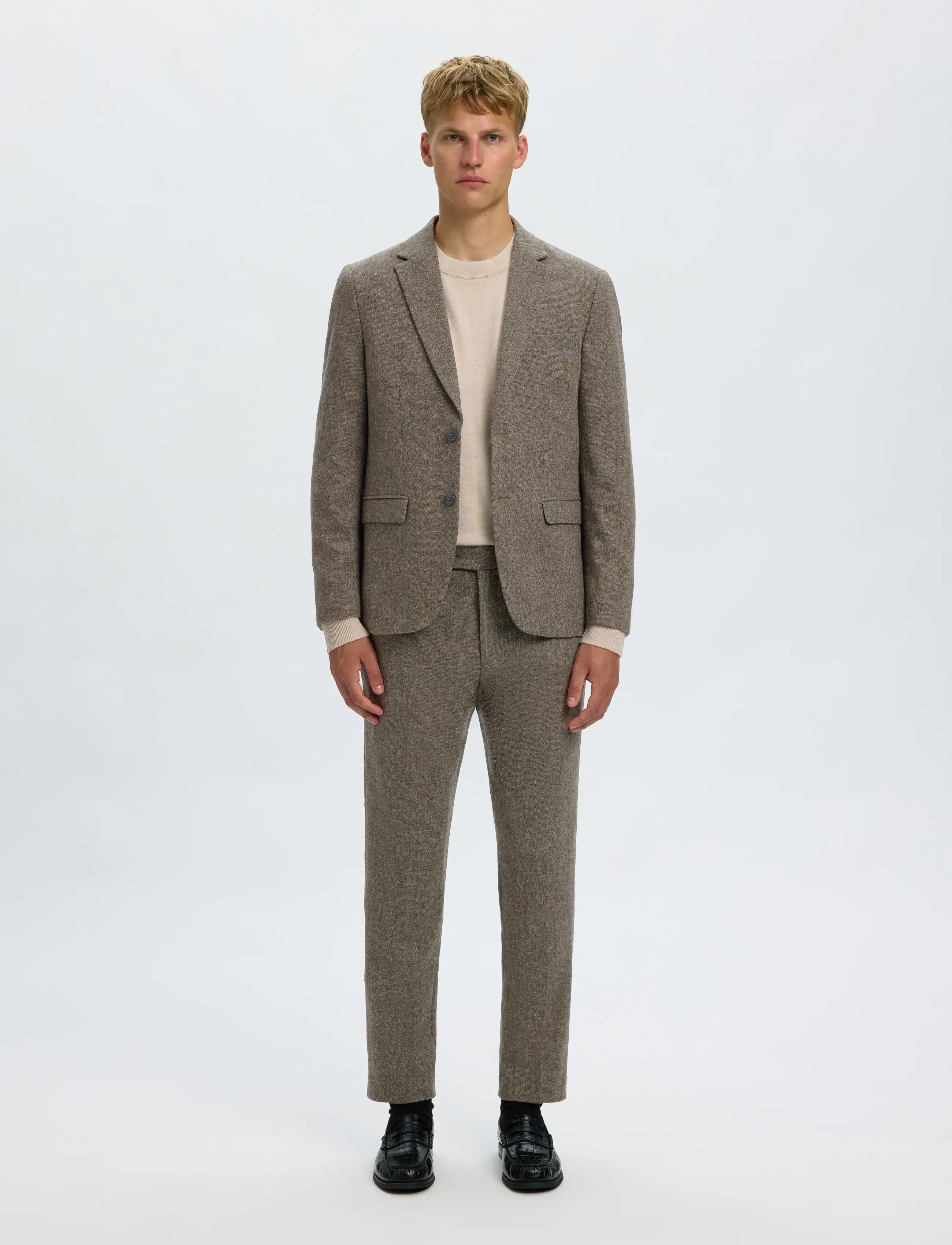 Selected - SLMSLIM-REED WOOL TRS NOOS - herbstliche kleidung - brownie - 3