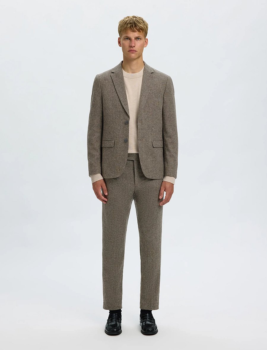 Selected - SLMSLIM-REED WOOL TRS NOOS - habitbukser - brownie - 3