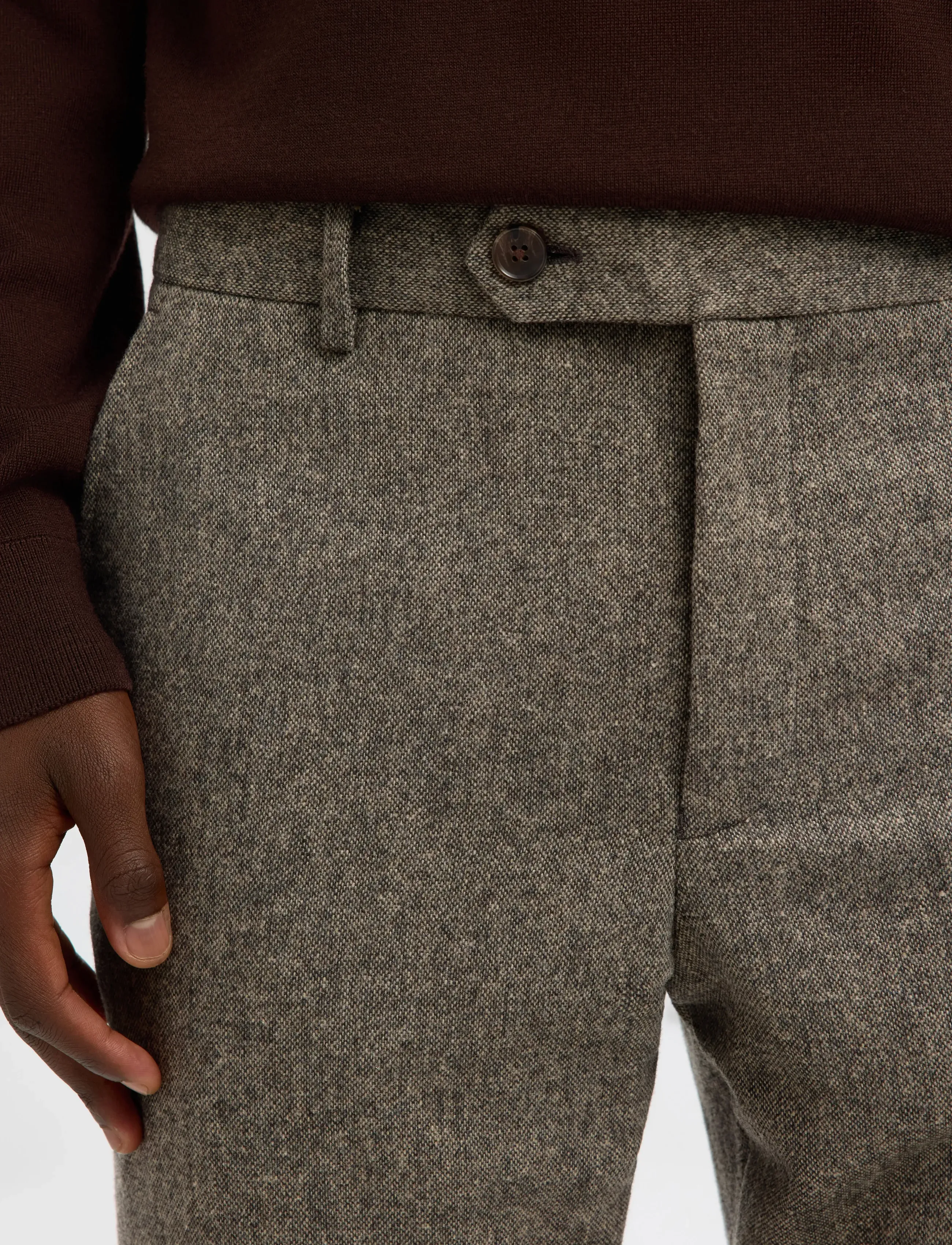 Selected - SLHSLIM-REED WOOL TRS NOOS - Ülikonnapüksid - brownie - 3