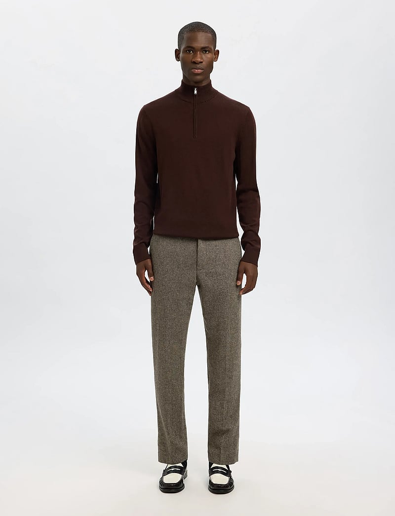 Selected - SLHSLIM-REED WOOL TRS NOOS - suit trousers - brownie - 4