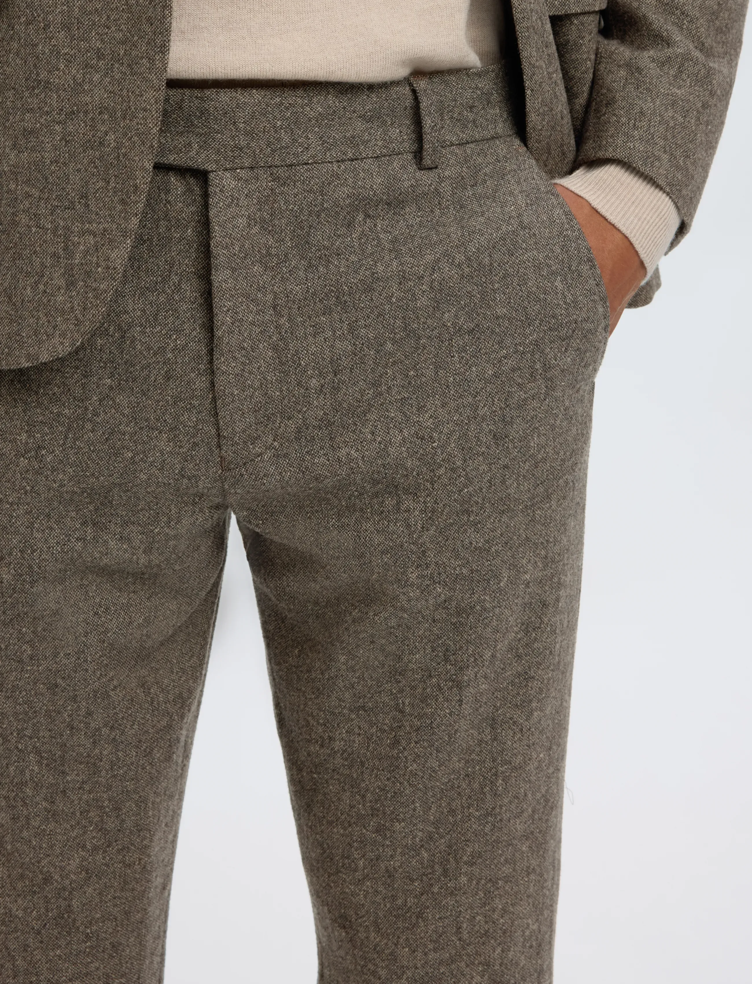 Selected - SLMSLIM-REED WOOL TRS NOOS - herbstliche kleidung - brownie - 4