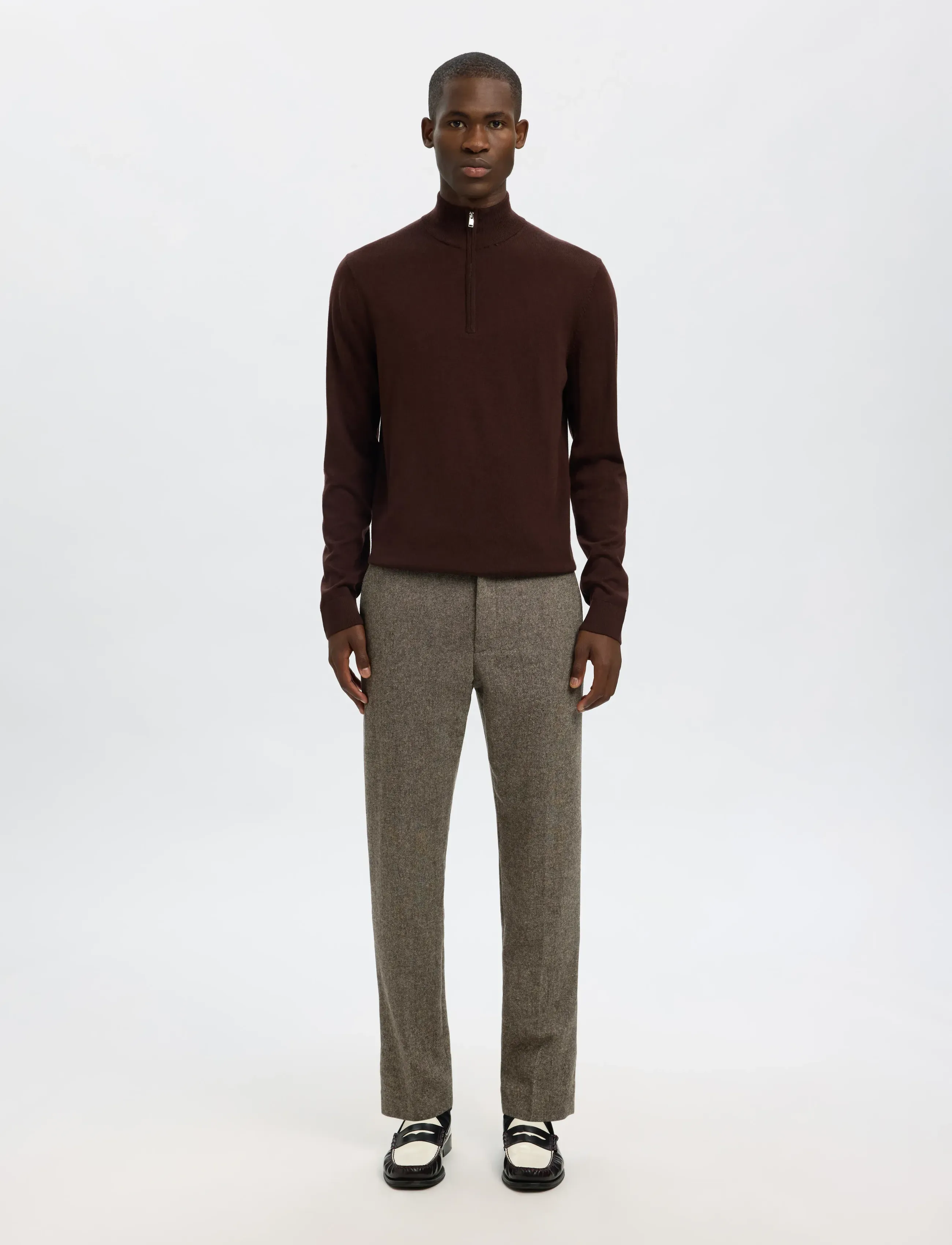 Selected - SLHSLIM-REED WOOL TRS NOOS - Ülikonnapüksid - brownie - 4