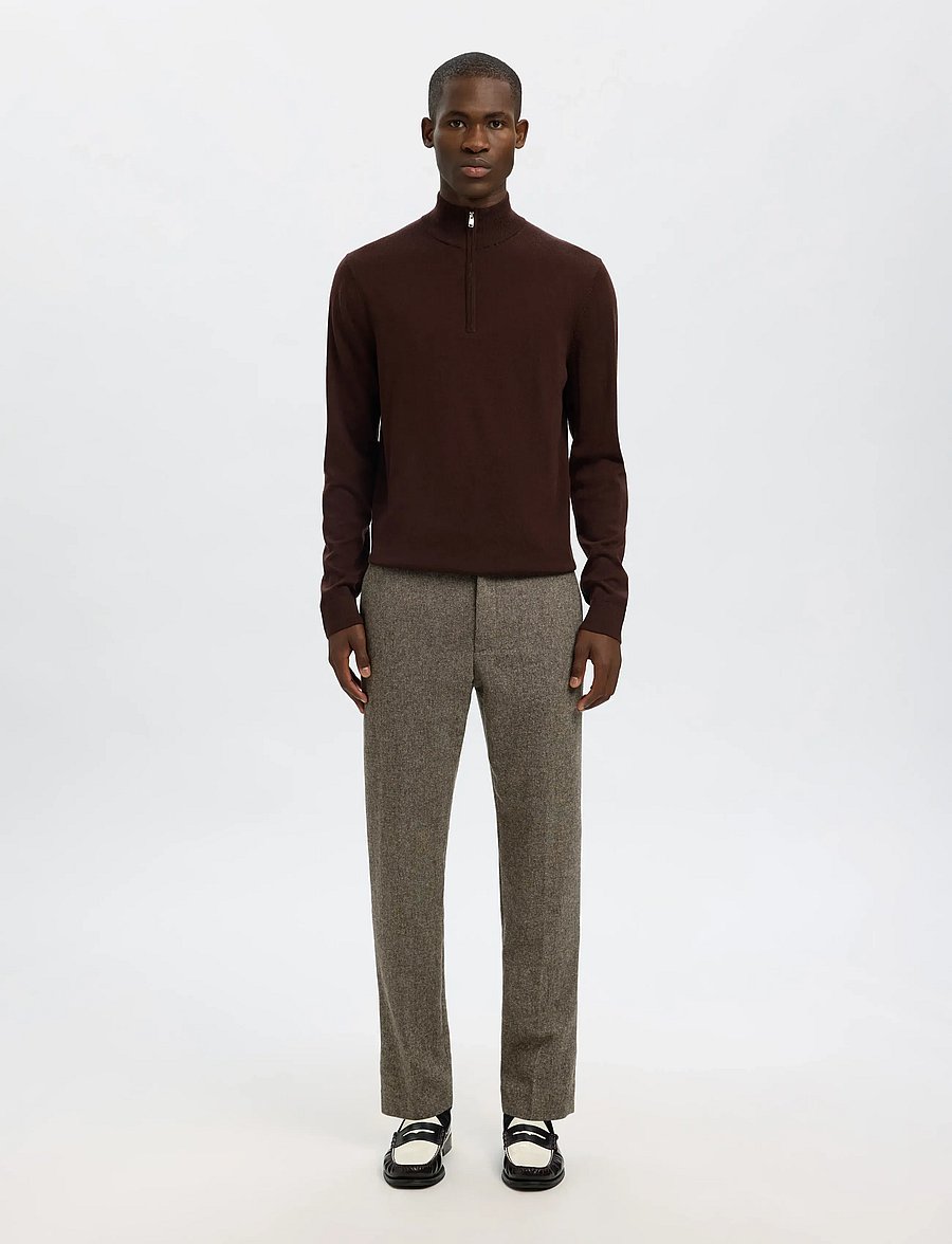 Selected - SLHSLIM-REED WOOL TRS NOOS - Ülikonnapüksid - brownie - 4